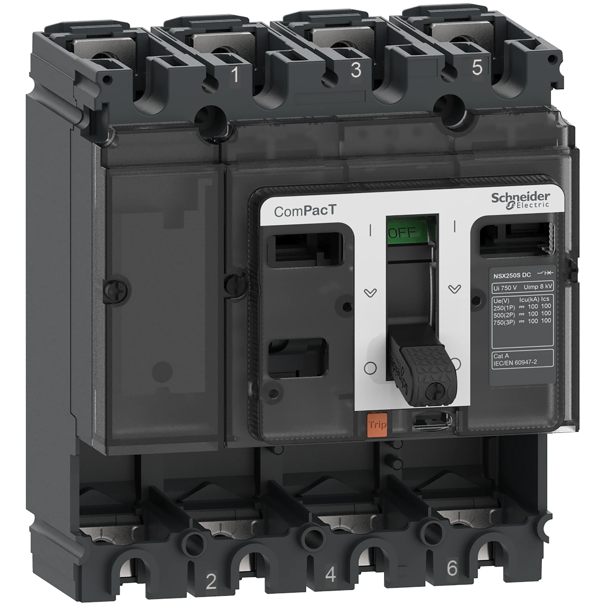 Schneider Electric C10S4D Compact Circuit Breaker Basic Switch ComPacT NSX100S DC 100 A 4P 100kA/750 VDC, without Trip Unit (img_001) Schneider Electric C10S4D Compact Circuit Breaker Basic Switch ComPacT NSX100S DC 100 A 4P 100kA/750 VDC, without Trip Unit (img_001)
