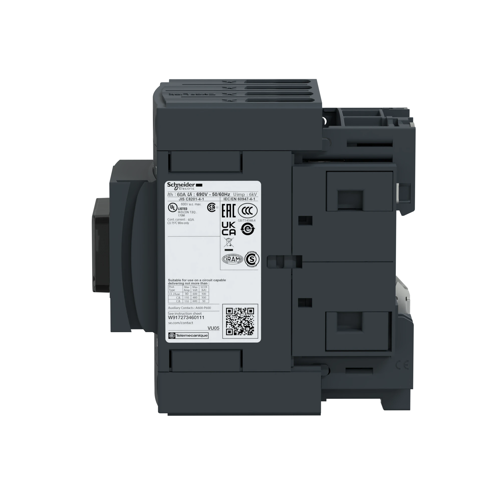 Schneider Electric LC1DT60A3P7 Power Contactor LC1D 4p, +1NO+1NC, Coil 230 V AC (img_004)