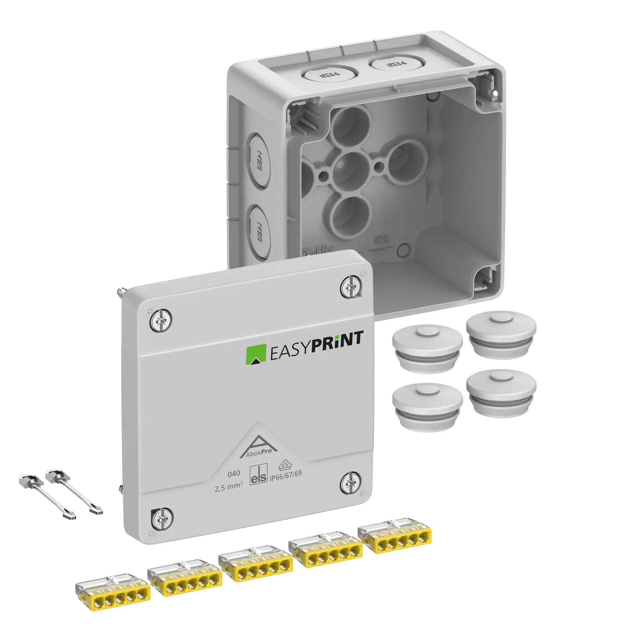 Spelsberg 402430EP Junction box, Type of protection IP66/IP67/IP69, max. 4², IK09, Protection class II, Ui 450V AC, Ui 450V DC, DLG, DNV, VDE, Halogen free (img_001)