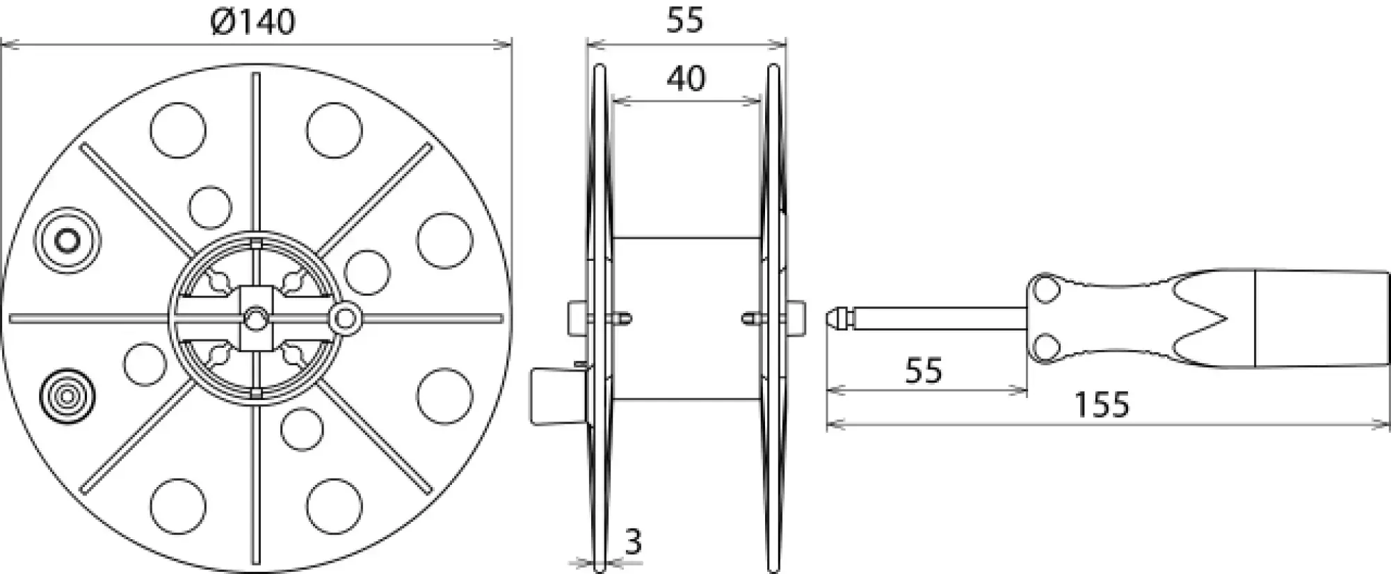 Dehn 585051 Coiler plastic, grey W 40mm w. socket a. 50m wire 0.75mm² red w. split plug (img_004)