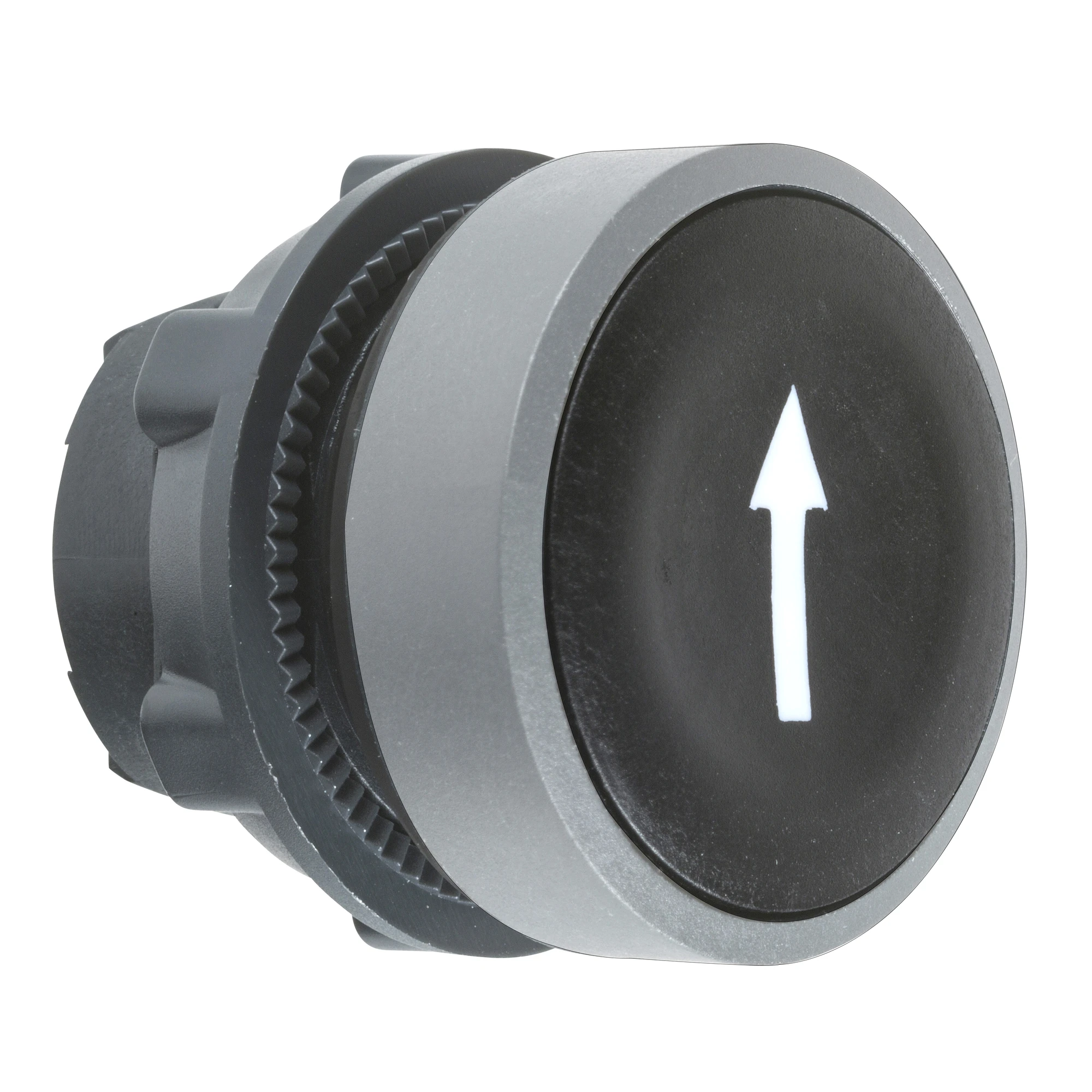 Schneider Electric ZB5AA335C0 Pushbutton, Front Element, Harmony XB5, Plastic, 22mm, Light Grey, Black, Marked Downward Arrow, Momentary (img_001)