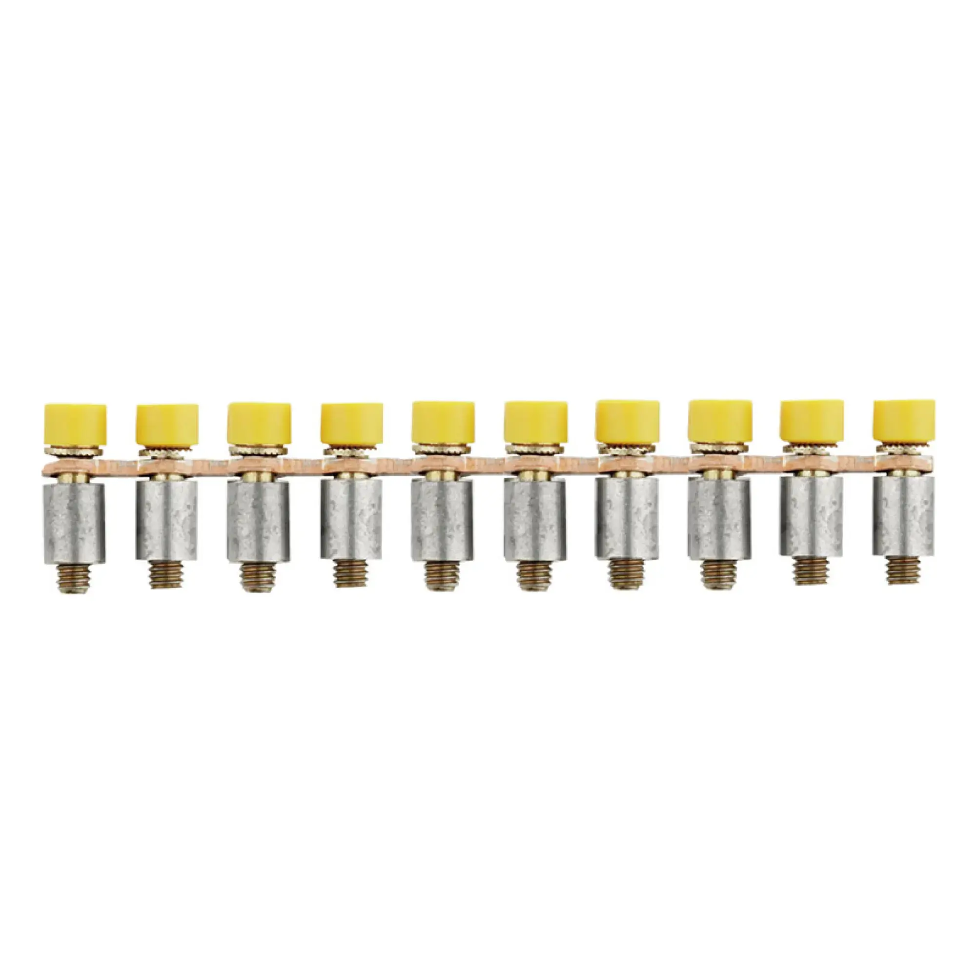 Weidmüller 1071800000 Cross-connector (terminal), when screwed in, yellow, 24 A, Number of poles: 10, Pitch in mm: 6.10, Insulated: Yes, Width: 4 mm (img_001)