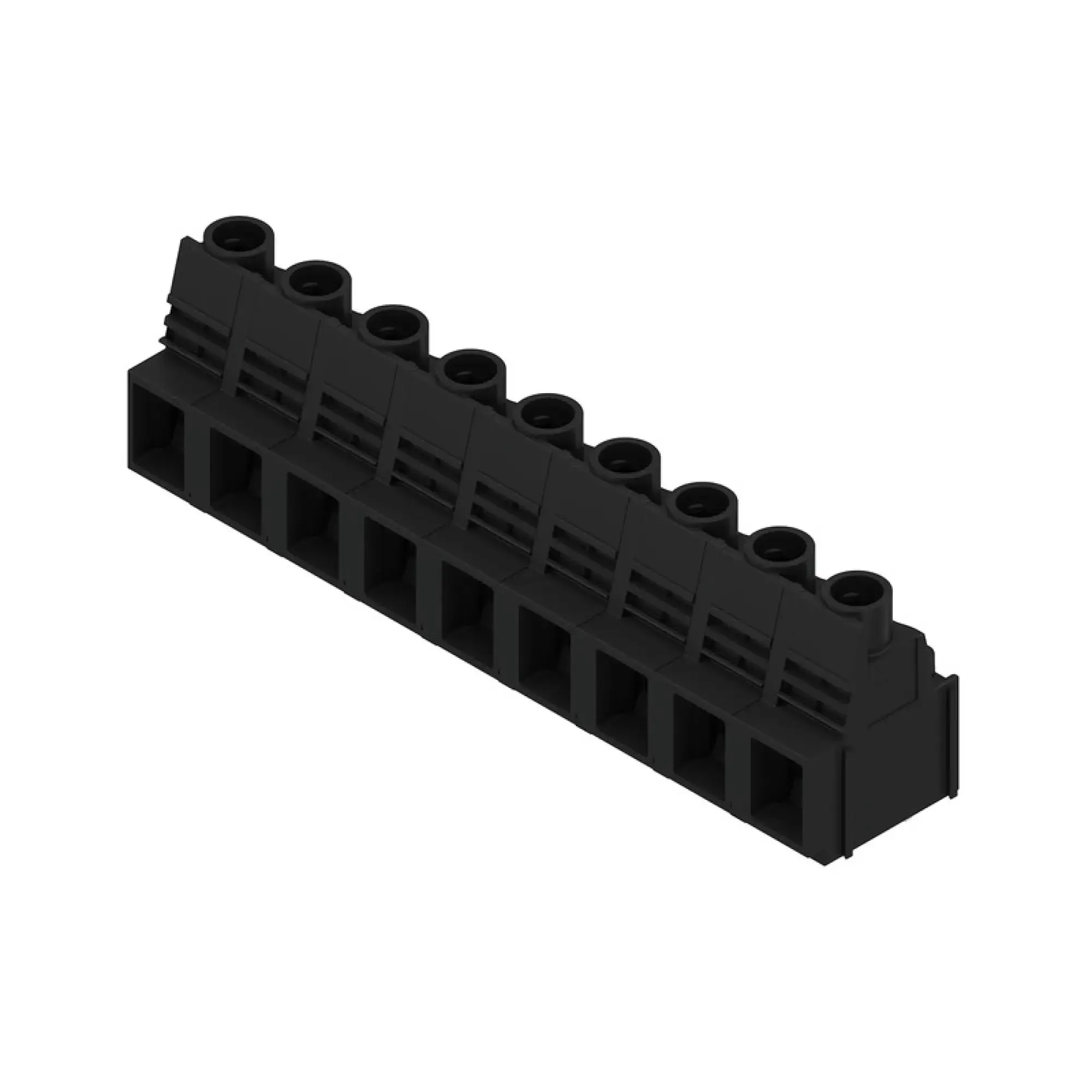 Weidmüller 2014900000 PCB terminal, 1000 V, 76 A, Pitch in mm: 12.70, 16 mm², Number of poles: 9, Clamping yoke connection, THT solder connection, 90°, Box (img_001)