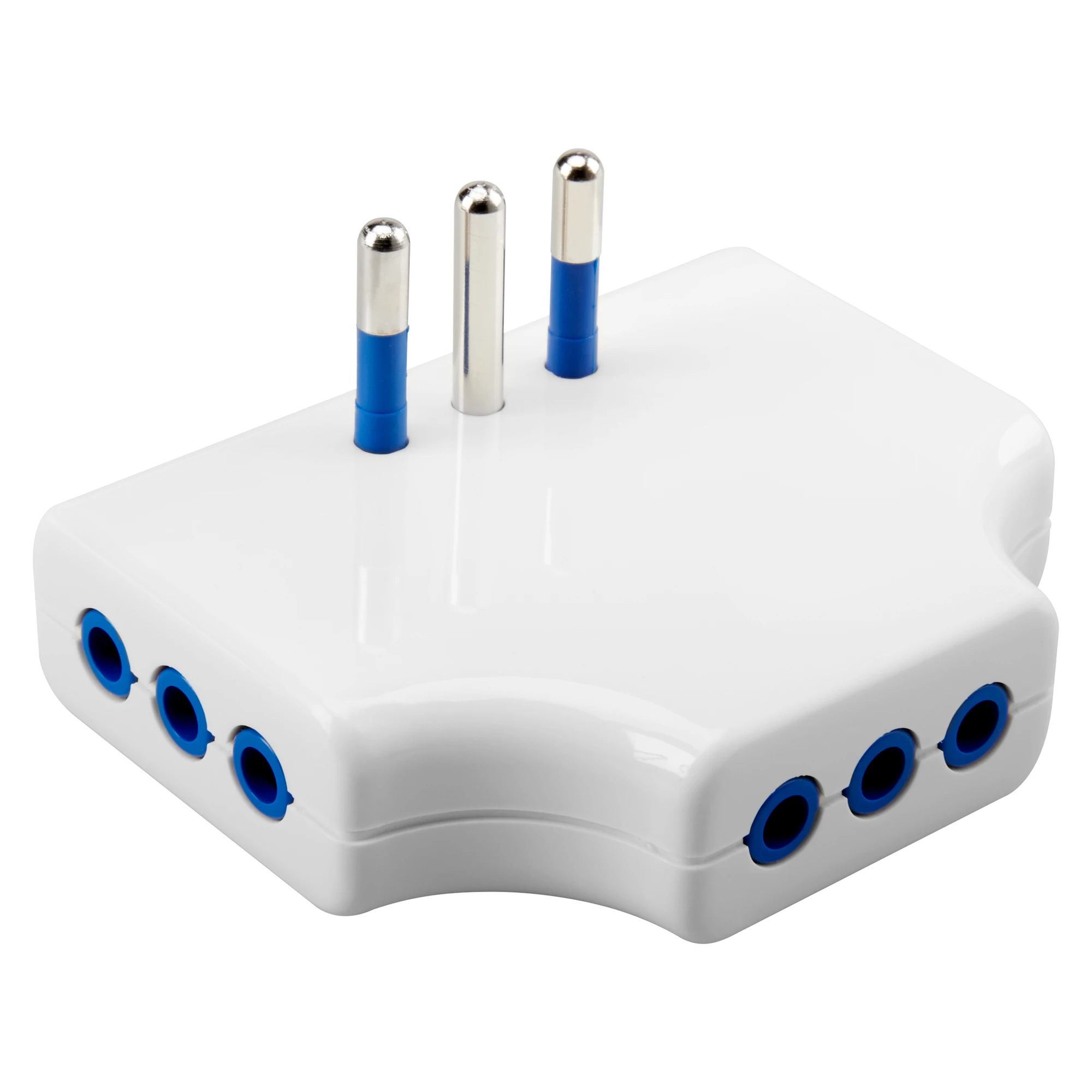 GEWISS GW28418 FLAT MULTIPLE ADAPTOR - 2P+TE 10A S11 - 3 OUTPUT ITALIAN STANDARD 10A - BIANCO (img_001)