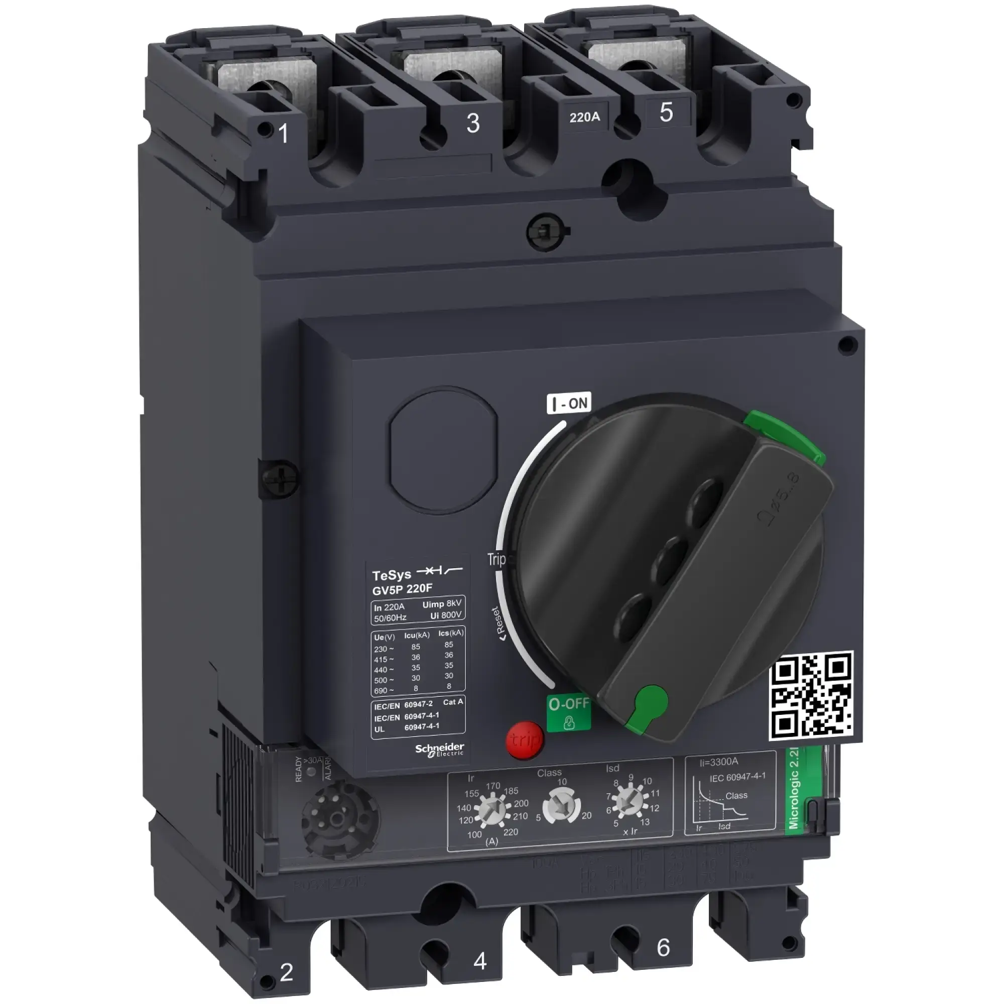 Schneider Electric GV5P220F Motor protection circuit breaker, TeSys GV5, 3P, 220A, Icu 36kA, thermomagnetic (img_002)