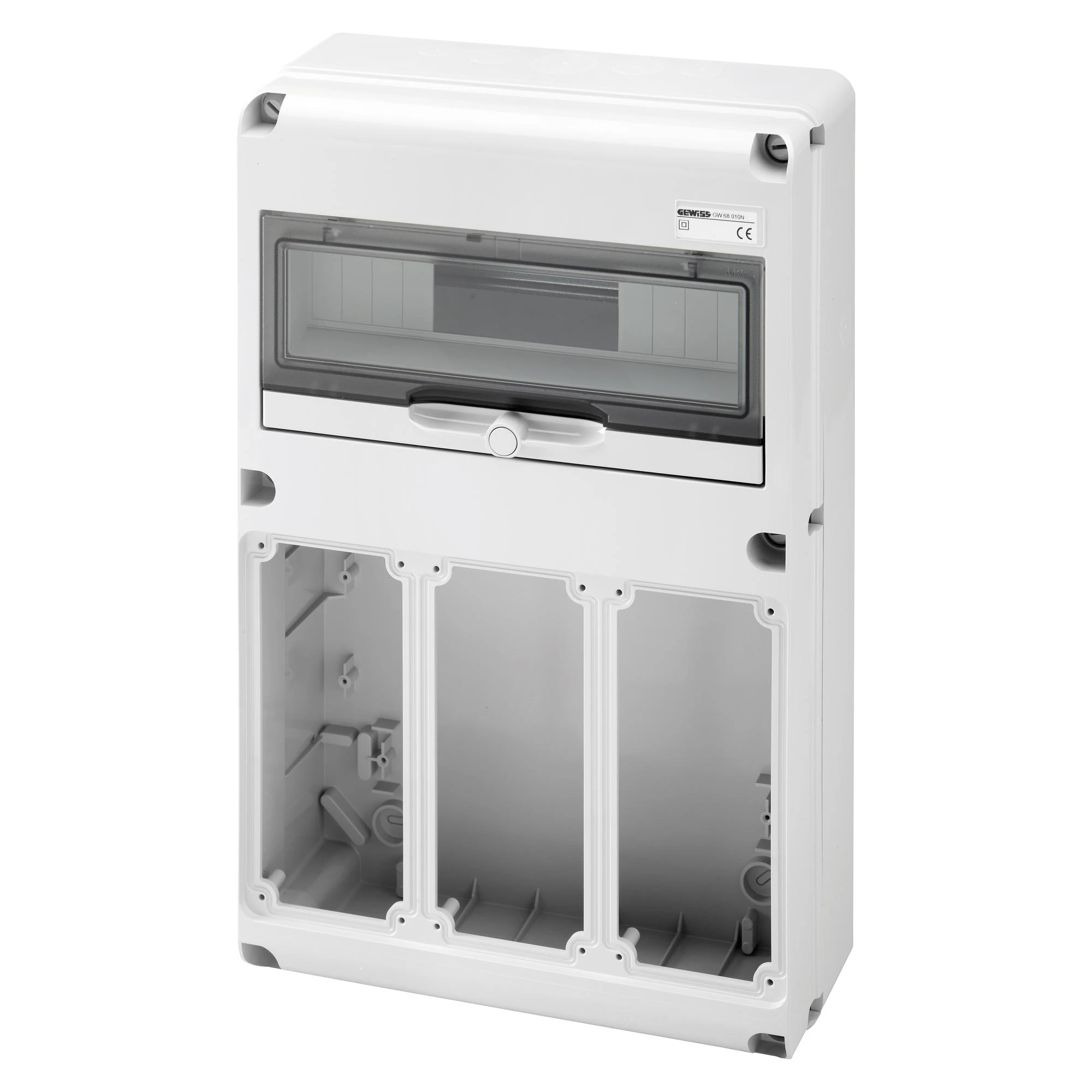 GEWISS GW68010N IEC Kombinationsgehaeuse mit 3 Flansch 16A Steckdose schaltbar senkecht 14TE IP65 (img_001) GEWISS GW68010N IEC Kombinationsgehaeuse mit 3 Flansch 16A Steckdose schaltbar senkecht 14TE IP65 (img_001)
