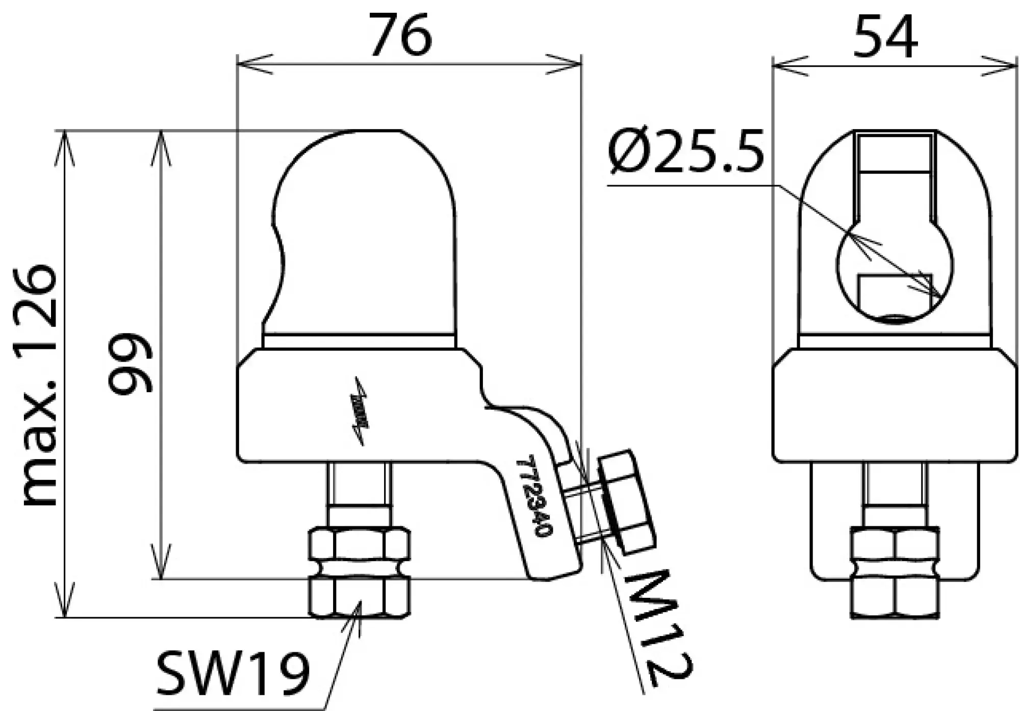 Dehn 772340 Ball head cap D 25mm, adjustable with hexagon shaft for cables 16-150mm² (img_002)