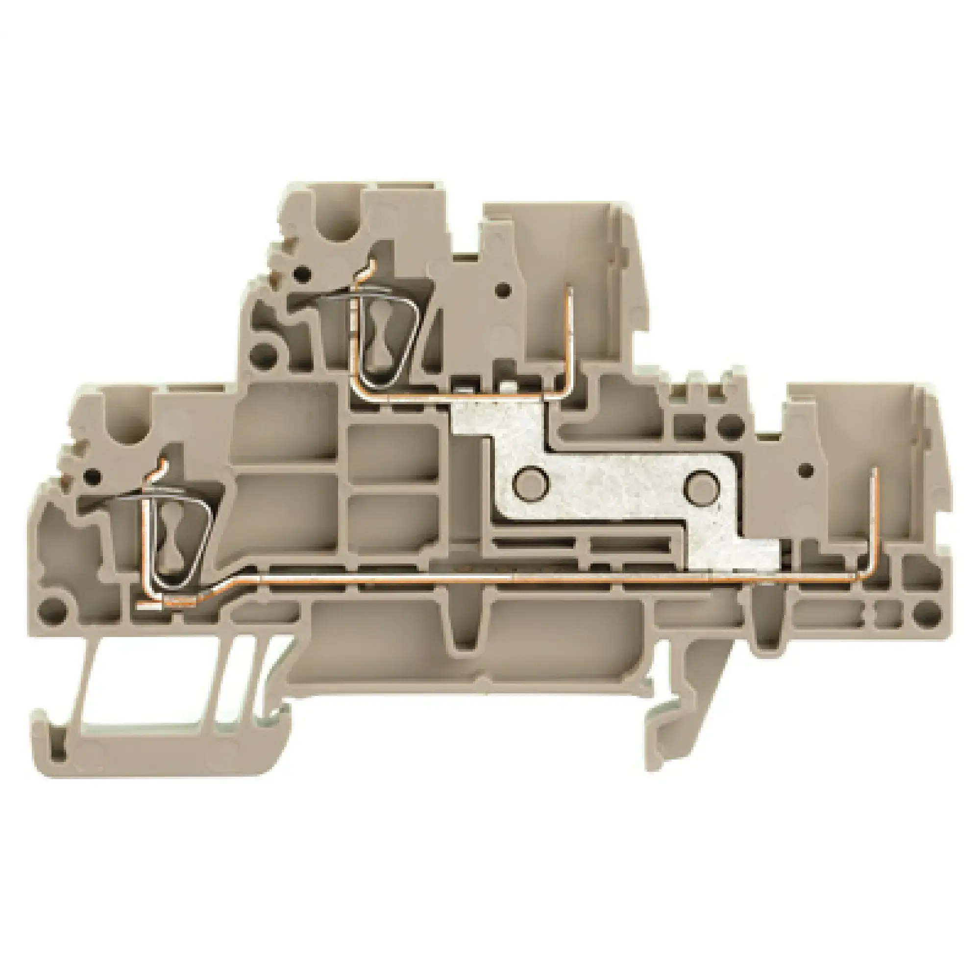 Weidmüller 1084770000 Pluggable terminal, Tension-clamp connection, dark beige, 2.5, 2.5 mm², 24 A, Number of connections: 4, Number of levels: 2, TS 35, V-0, Wemid (img_001)