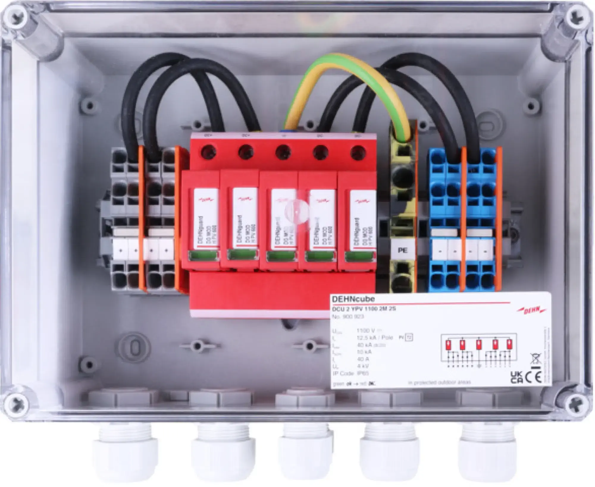 Dehn 900923 GJB in IP65 enclosure for PV systems 2MPPT and 2 strings each at 1100V d.c. (img_001) Dehn 900923 GJB in IP65 enclosure for PV systems 2MPPT and 2 strings each at 1100V d.c. (img_001)