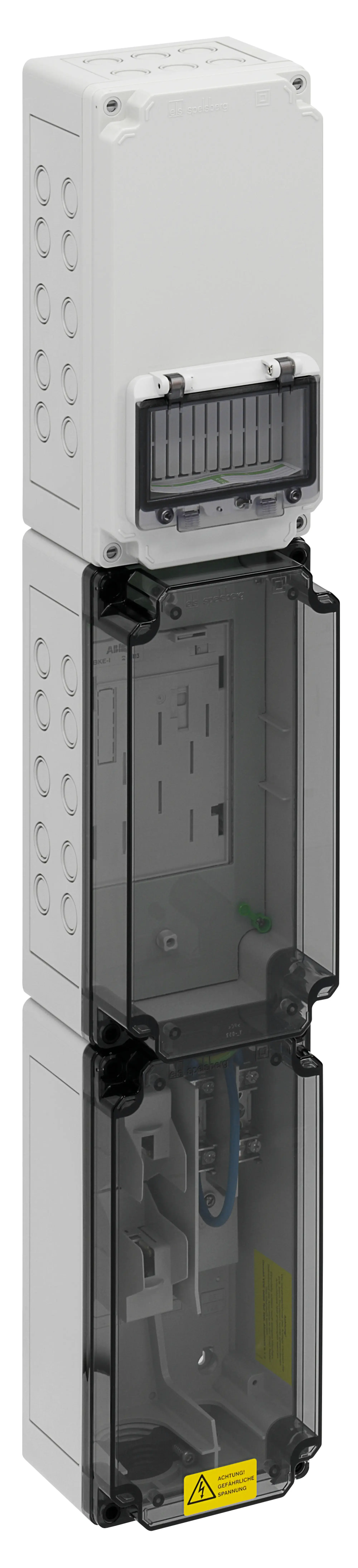 Spelsberg 75951001 Meter distribution, Type of protection IP54/IP65 , Impact strength IK07, Protection class II, Rated insulation voltage 400V AC, Halogen free (img_001)