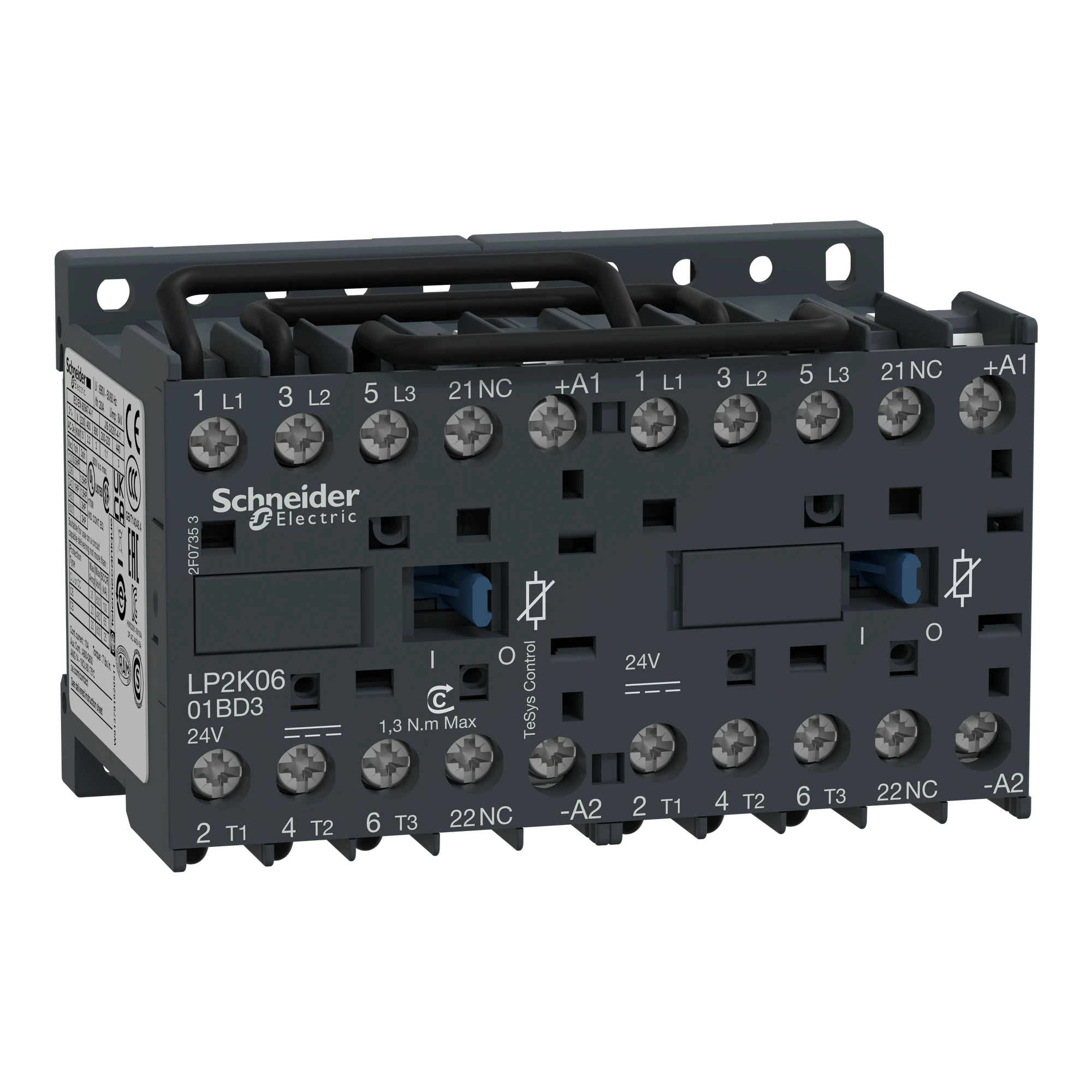 Schneider Electric LP2K0601BD3 Reversing contactor combination, 3p+1NC, 2.2kW/400V/AC3, 6A, coil 24V DC (img_001) Schneider Electric LP2K0601BD3 Reversing contactor combination, 3p+1NC, 2.2kW/400V/AC3, 6A, coil 24V DC (img_001)