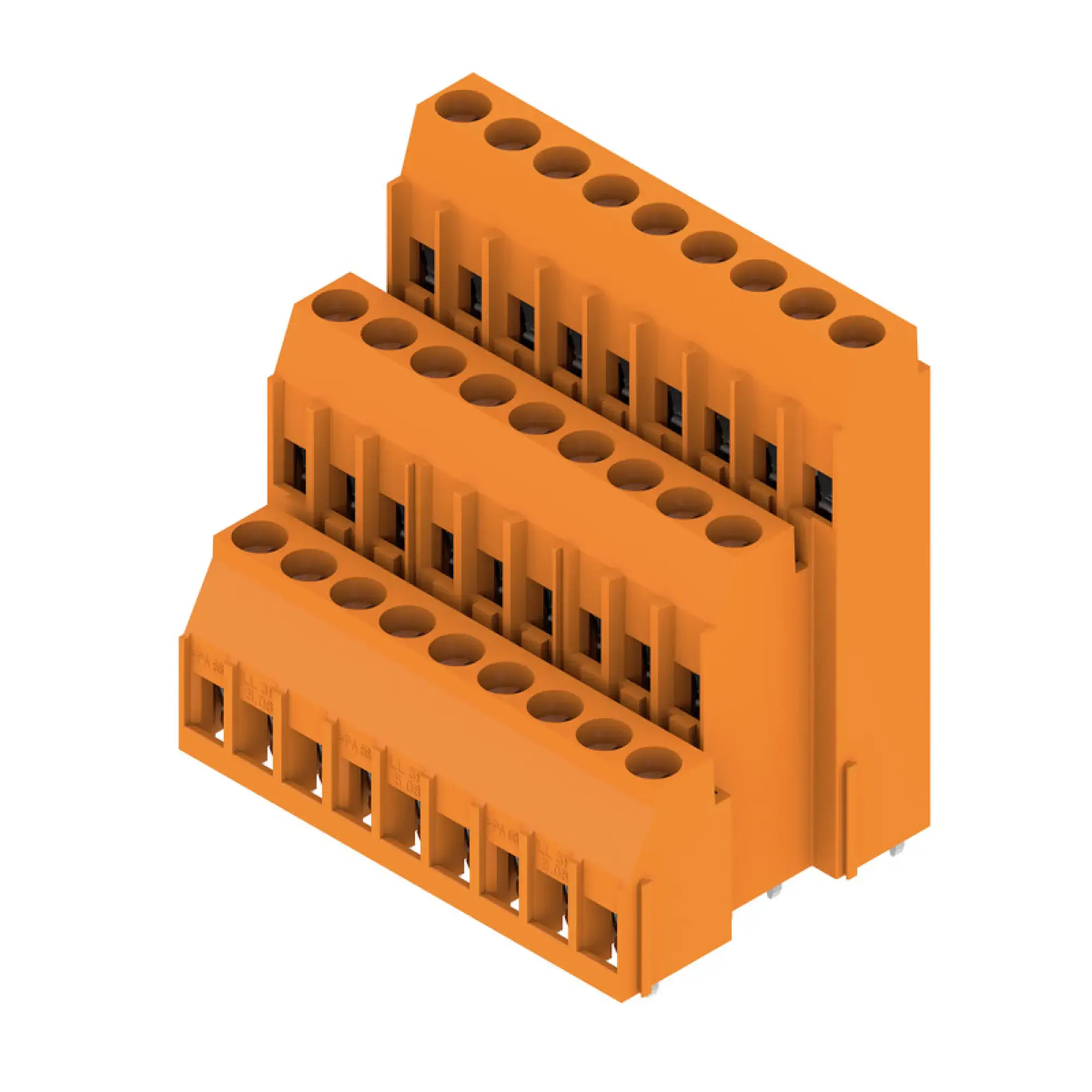 Weidmüller 1979110000 PCB terminal, 320 V, 32.5 A, Pitch in mm: 5.08, 6 mm², Number of poles: 27, Clamping yoke connection, THT solder connection, 90°, Box (img_001)