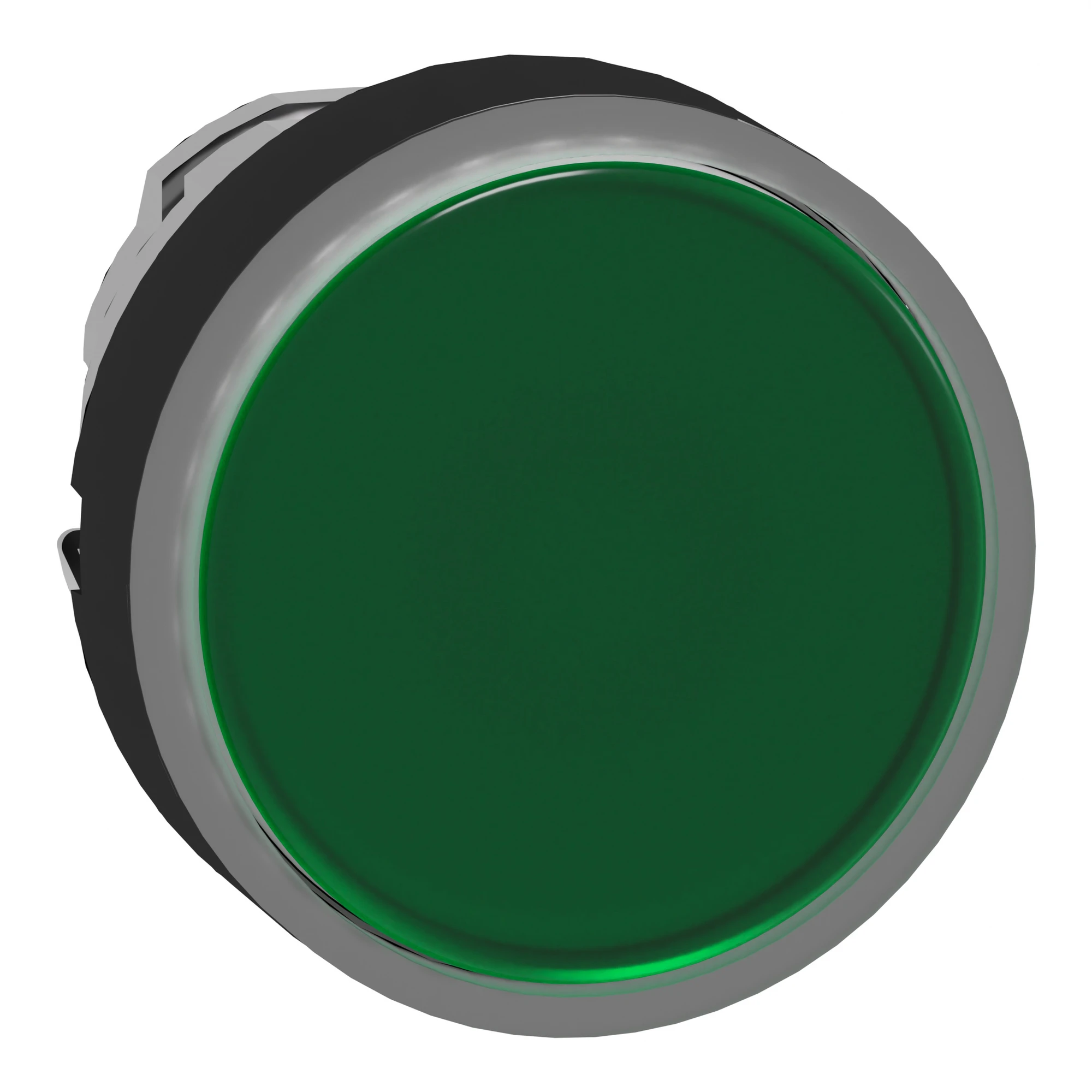 Schneider Electric ZB4BW3337 Illuminated pushbutton, front element, Harmony XB4, metal black, 22mm, green, unmarked, momentary, for universal LED (img_001)