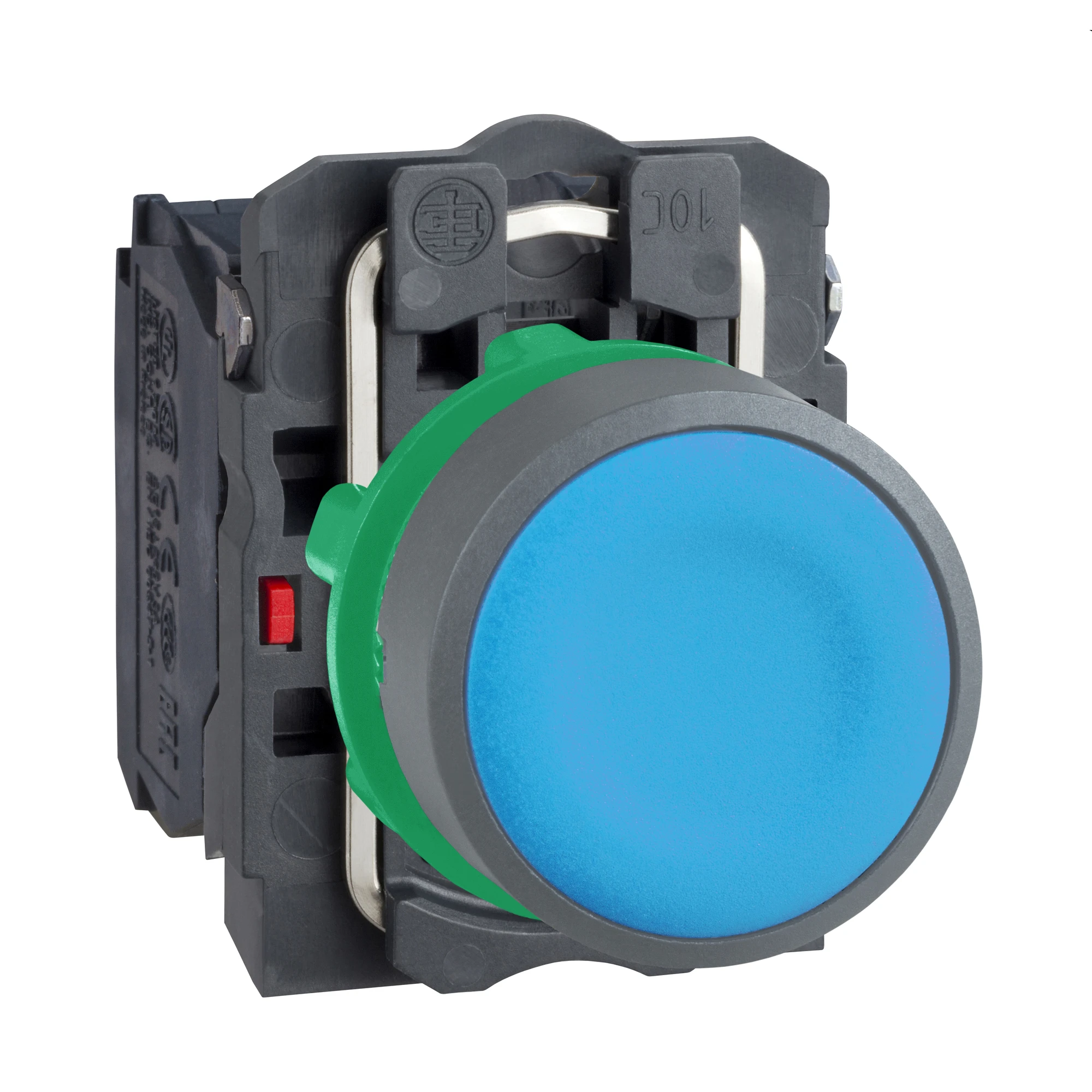 Schneider Electric XB5AA65C0 Pushbutton, Harmony XB5, plastic, light gray, blue, unlabelled, 22mm, momentary, 1NO + 1NC (img_001)
