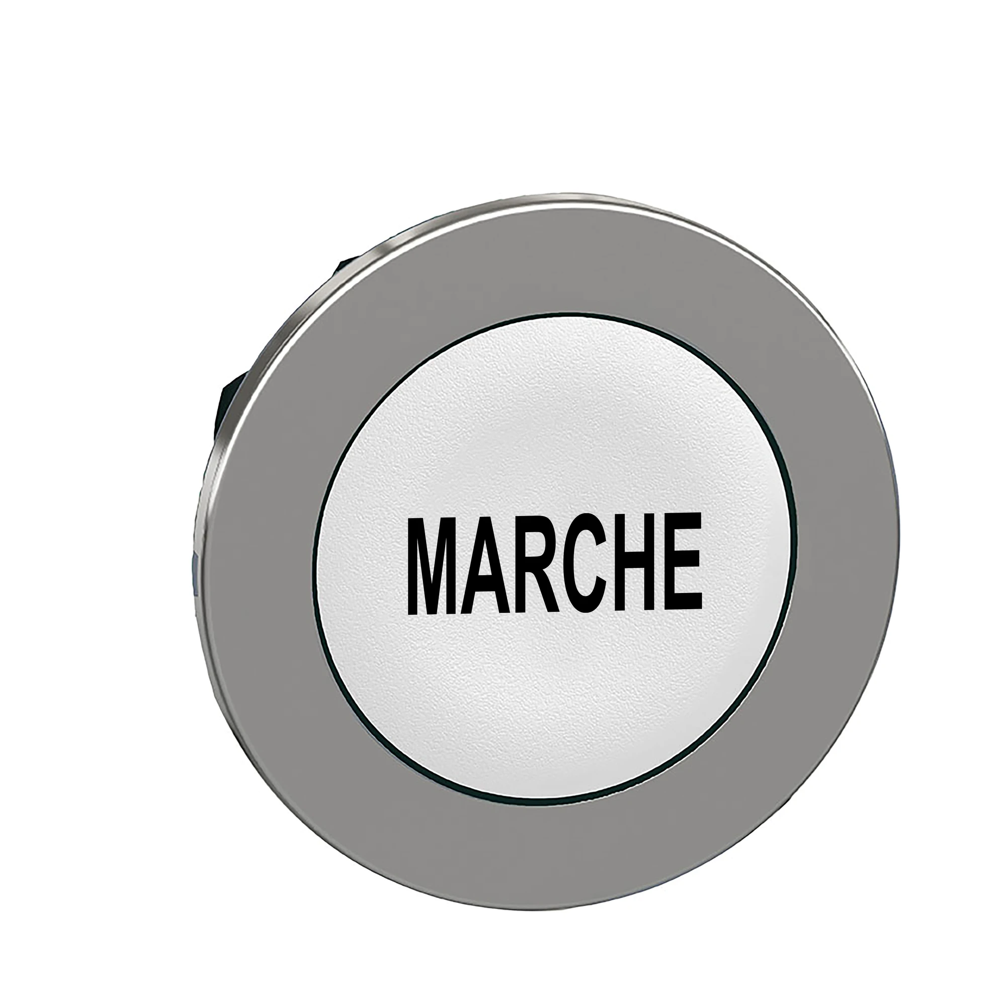 Schneider Electric ZB4FA142 Push Button, Front Element, Harmony XB4F, Metal, 30mm, White, Labeled 'MARCH', Momentary (img_001)