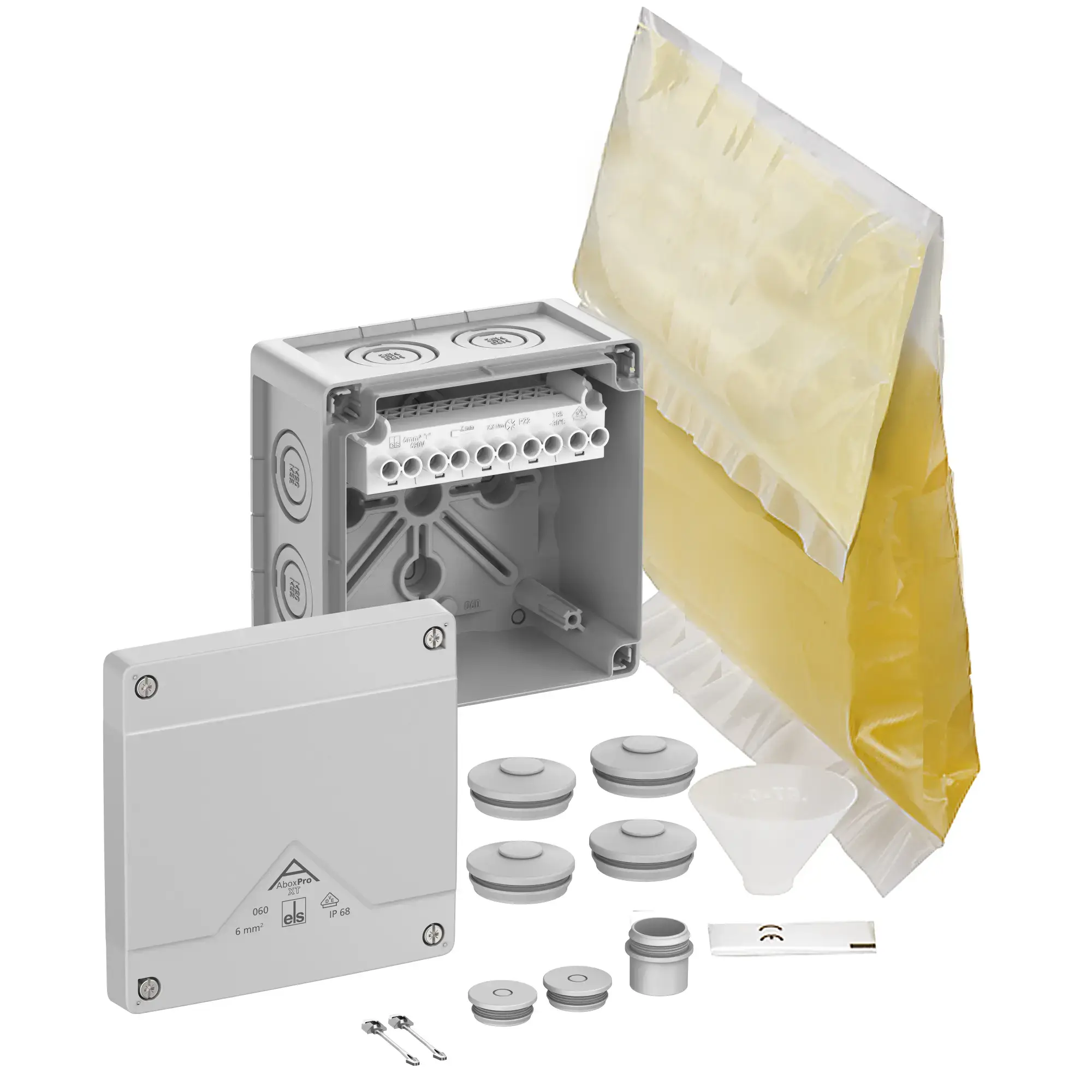 Spelsberg 40645001 Junction box, Type of protection IP68, max. 6², Impact strength IK09, Protection class II, Ui 690V AC, Ui 690V DC, VDE, Halogen free (img_001) Spelsberg 40645001 Junction box, Type of protection IP68, max. 6², Impact strength IK09, Protection class II, Ui 690V AC, Ui 690V DC, VDE, Halogen free (img_001)