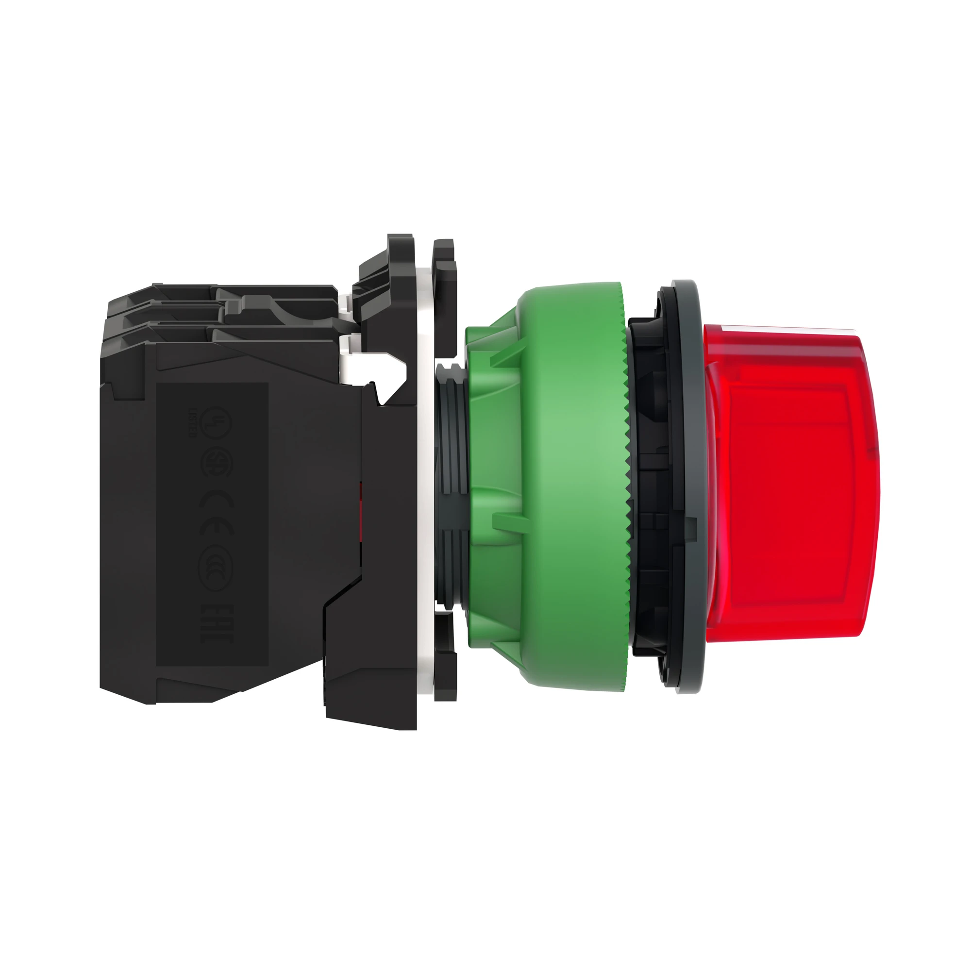 Schneider Electric XB5FK134B5 Illuminated Selector Switch, Harmony XB5F, Plastic, Red, 30mm, Universal LED, 3 Positions, 1NO + 1NC, 24V AC/DC (img_003)