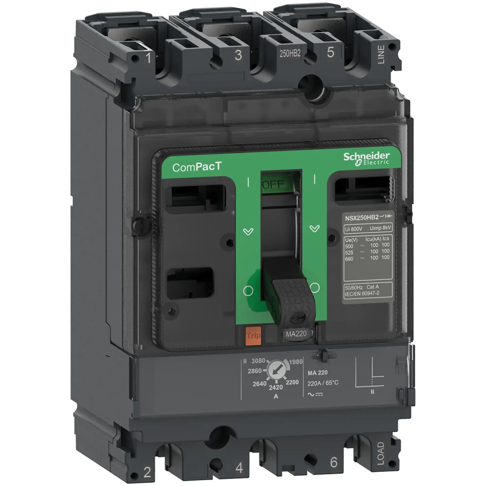 Schneider Electric C16F3MA150 Compact power circuit breaker ComPacT NSX160F with MA150 3P3D 150A 36kA/415V AC (img_002)