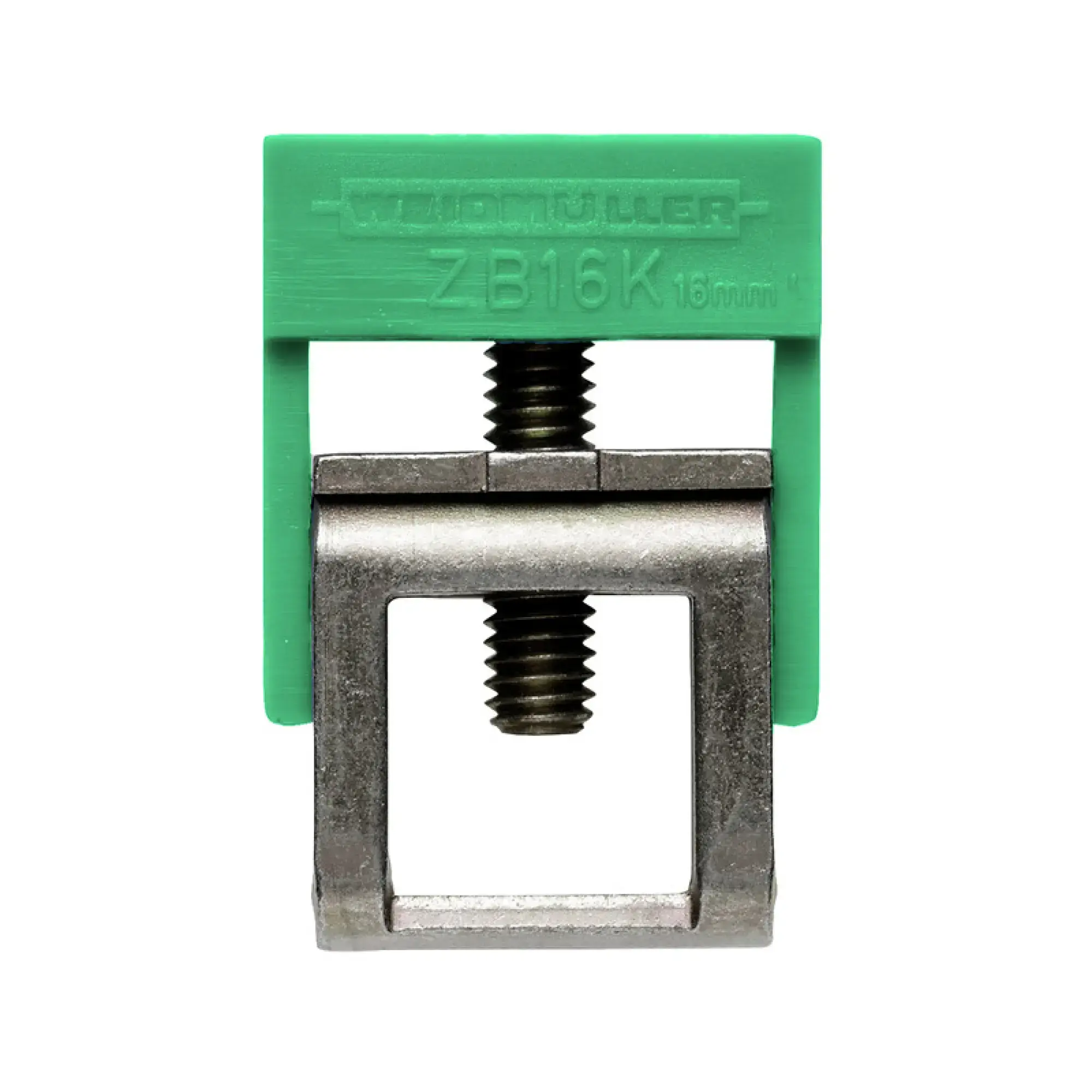 Weidmüller 0502860000 Clamping yoke (bus-bar), Clamping yoke, Green/yellow, 16 mm², Width: 10 mm, M 4, Steel (img_001)