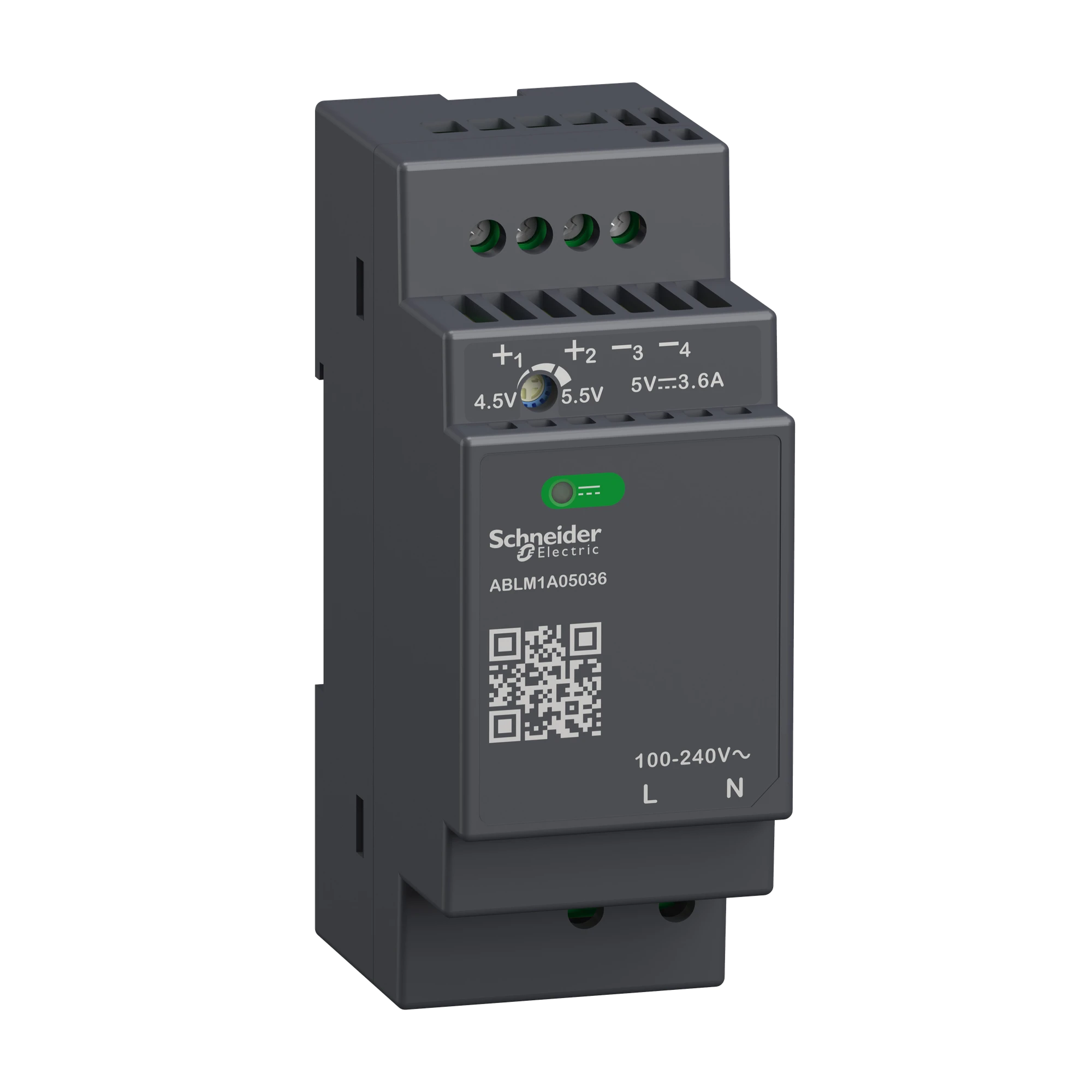 Schneider Electric ABLM1A05036 Power Supply, Modicon ABLM, Modular, Switched, Single-phase, 120-240V AC, 5V DC, 3.6A, 18W (img_001) Schneider Electric ABLM1A05036 Power Supply, Modicon ABLM, Modular, Switched, Single-phase, 120-240V AC, 5V DC, 3.6A, 18W (img_001)