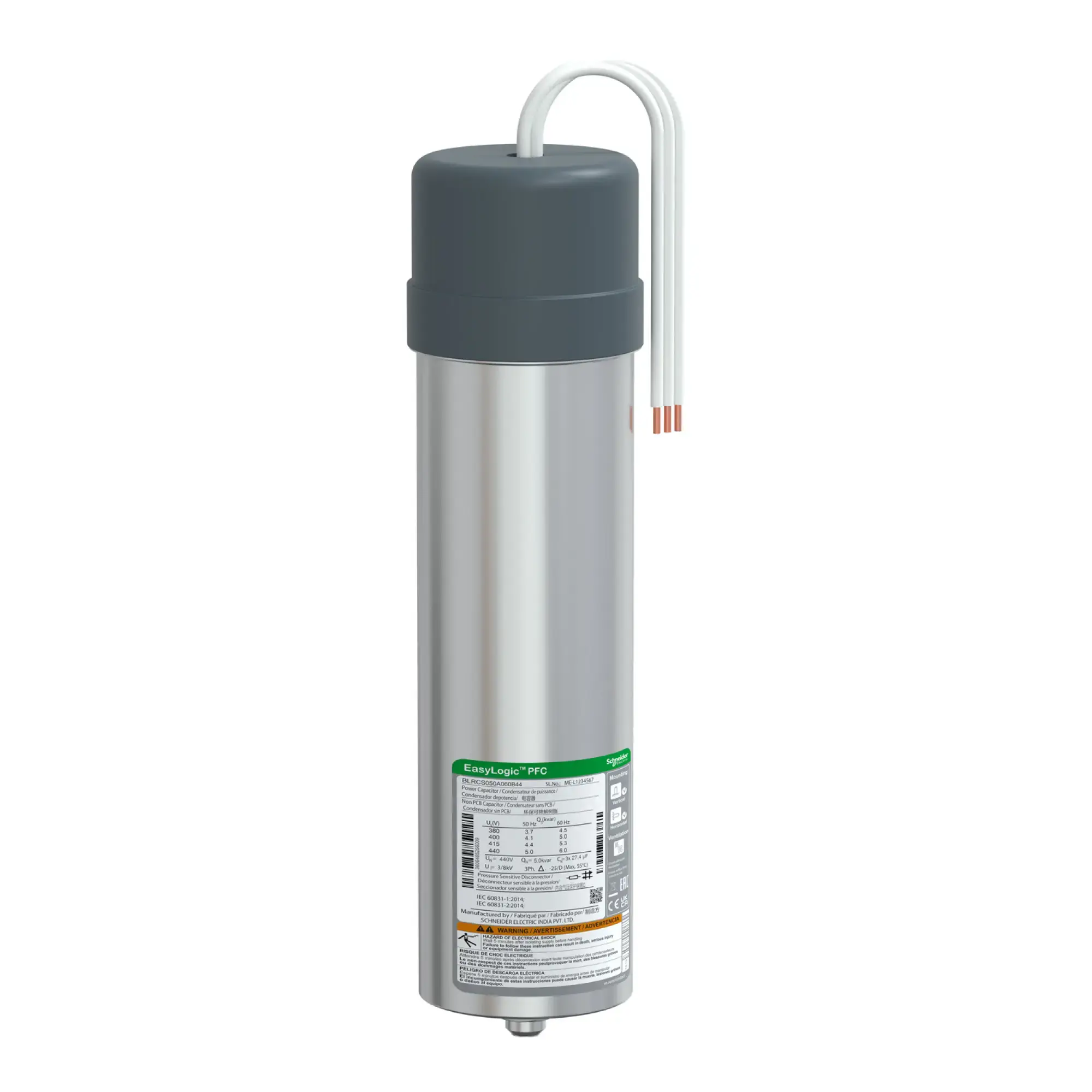 Schneider Electric BLRCS050A060B44 VarplusCan SDuty Capacitor, 5/6 kvar, 440V, 50/60Hz (img_002)