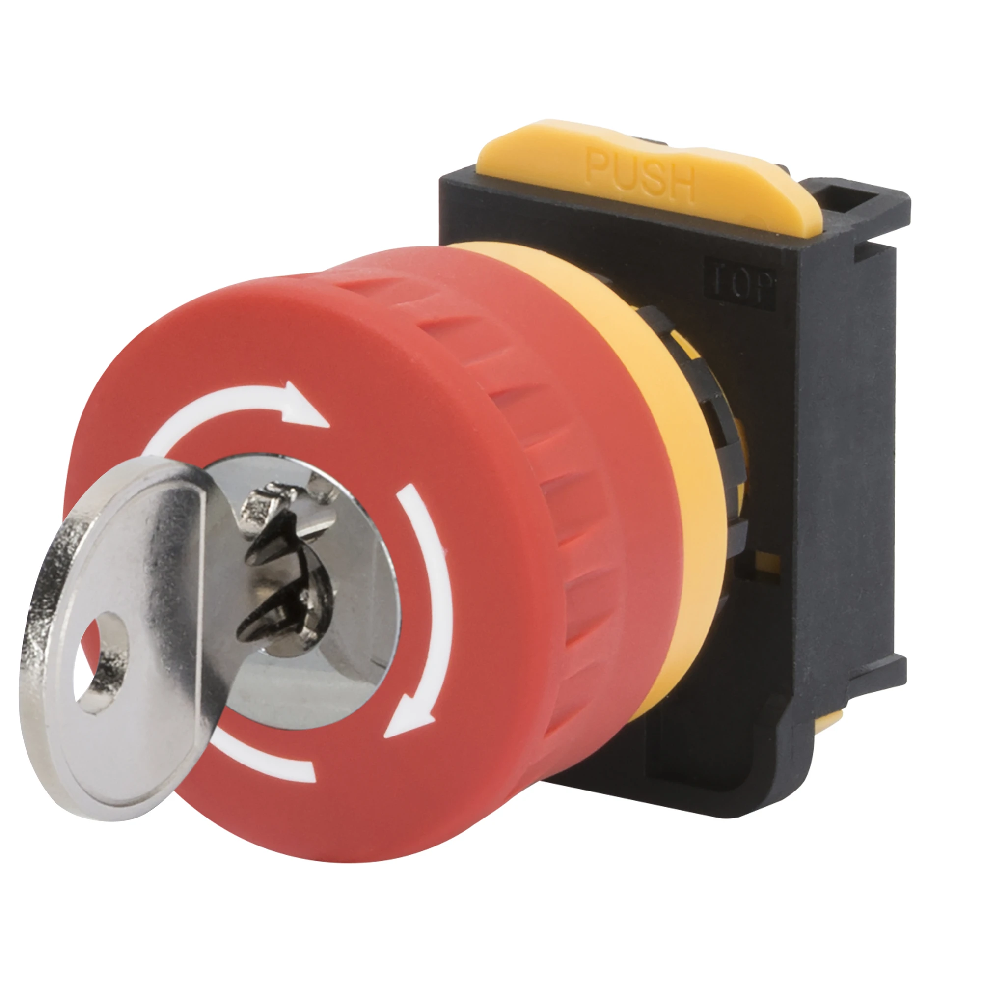 GEWISS GW74362 ROUND MUSHROOM-HEAD PUSH BUTTON - DIAMETR 40MM - WITH HOLDING AND KAY - NOT ILLUMINATED (img_001)