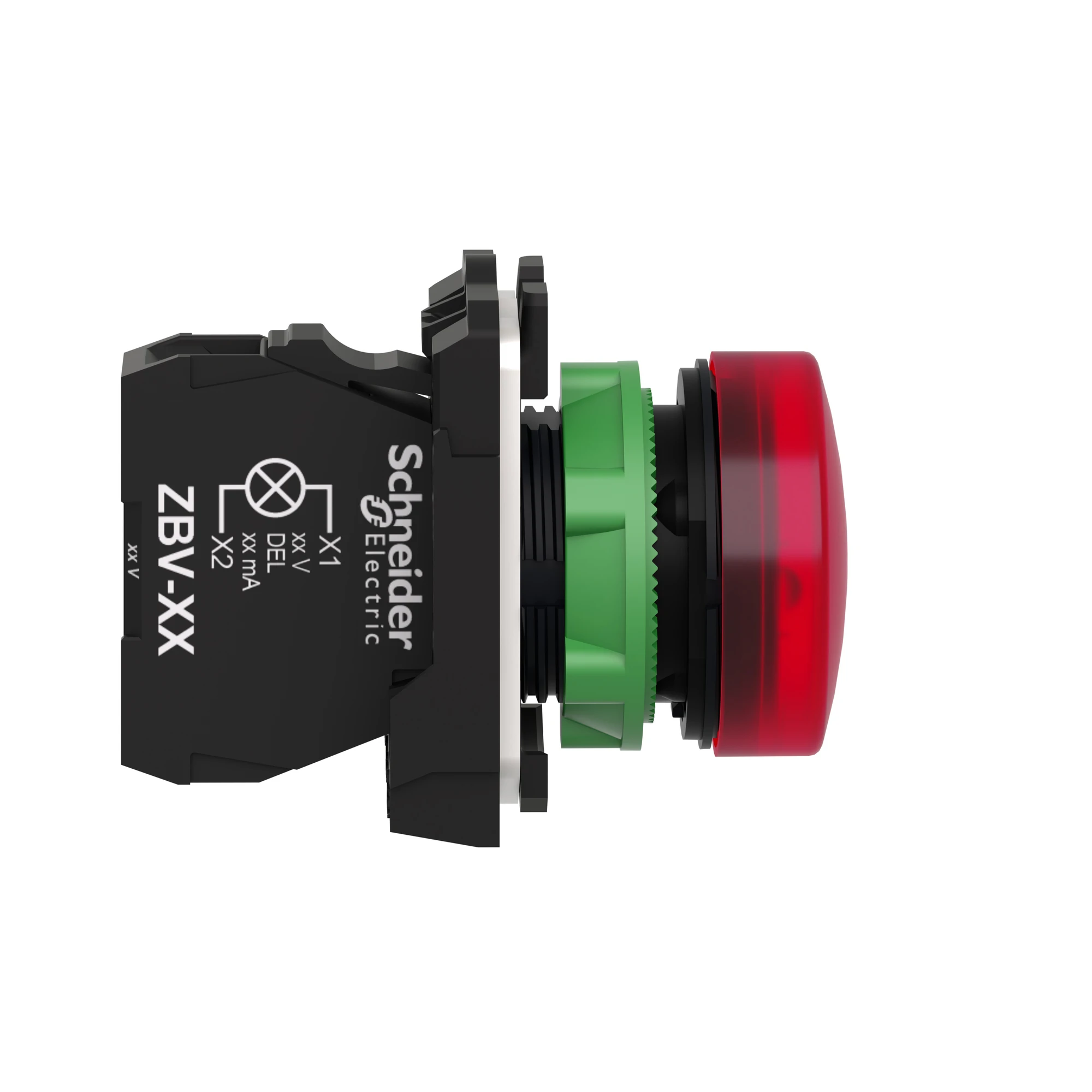 Schneider Electric XB5AVM4 Indicator Light, Harmony XB5, Plastic, Red, 22mm, Universal LED, Smooth Dome, 230-240V AC (img_003)