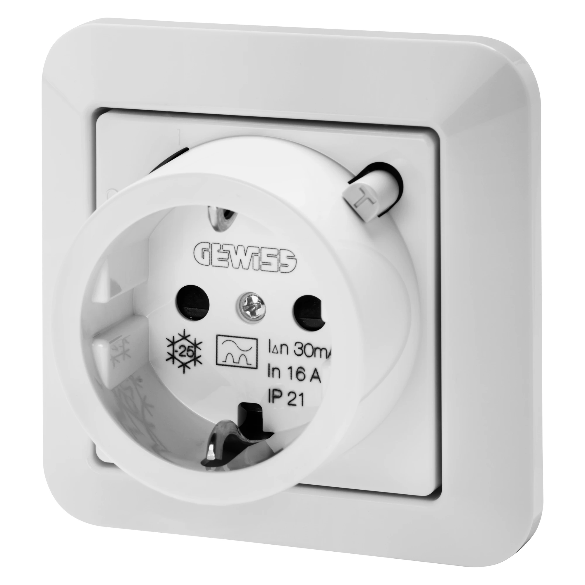 GEWISS GW95522 RCD SAFETY SOCKET - 16A 30mA IP21 - WHITE COLOUR (img_001)