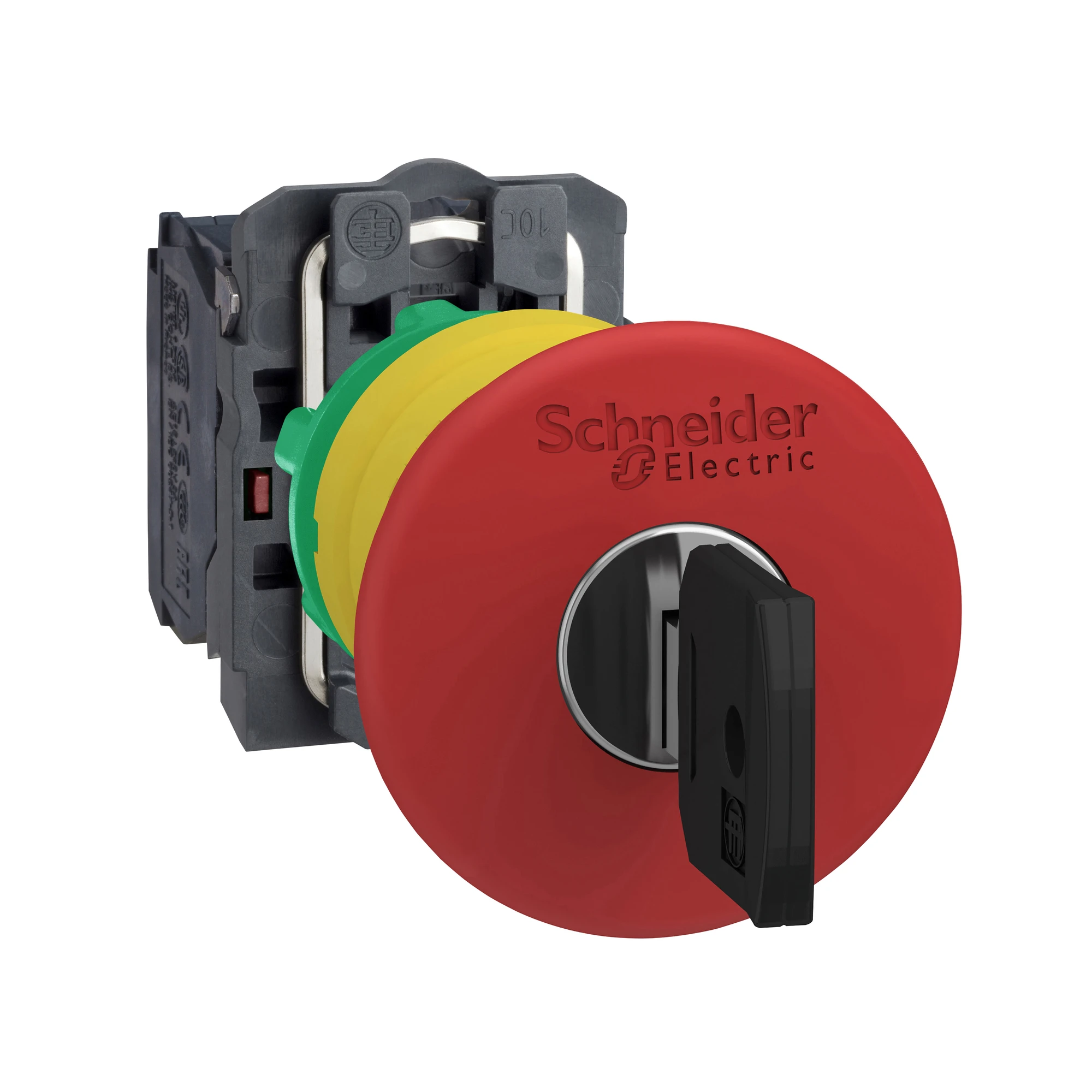 Schneider Electric XB5AS9445 Emergency Stop/Emergency-Off Switch, Harmony XB5, Plastic, Key Release, 22mm, Mushroom 40mm, 1NO + 1NC (img_001)