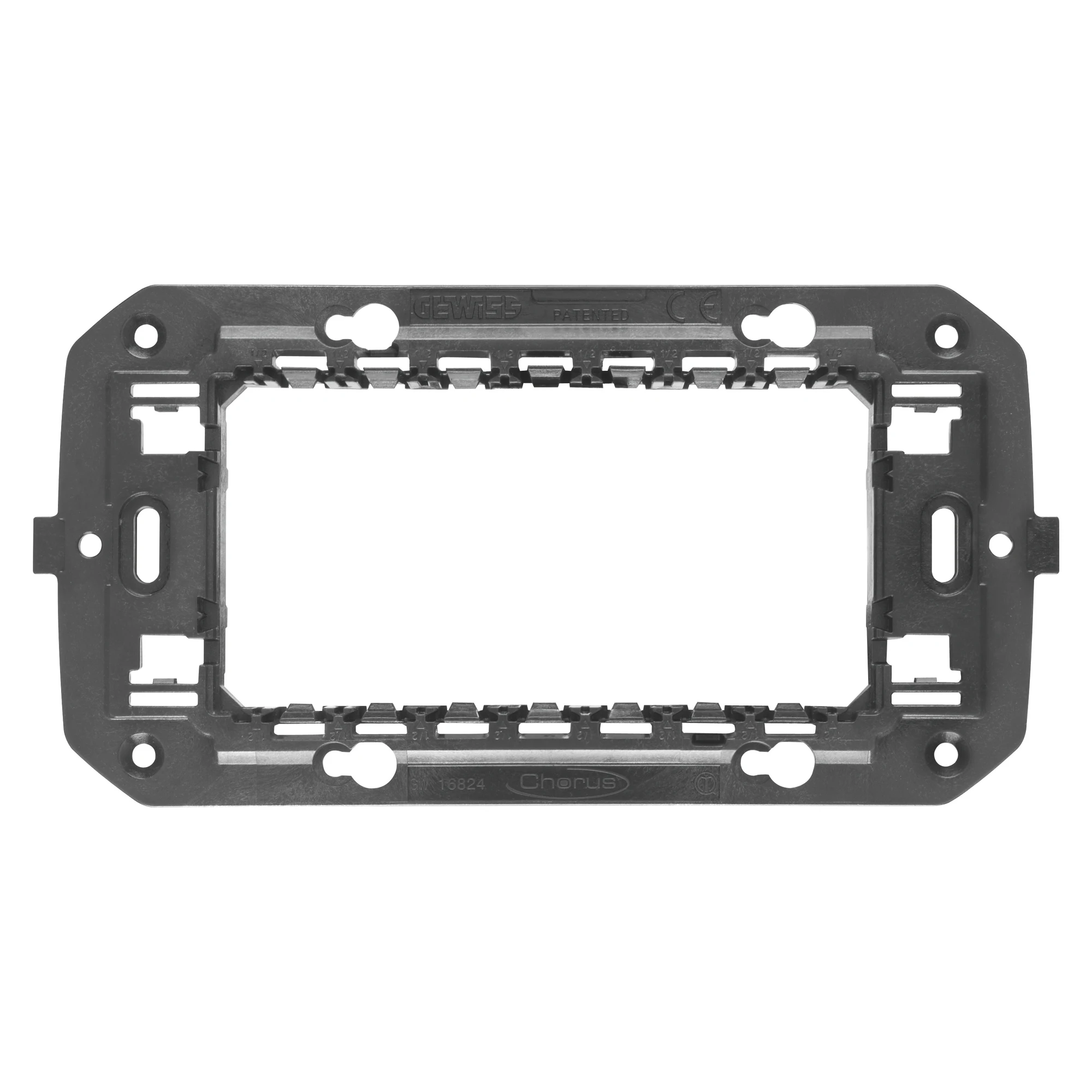 GEWISS GW16824 FRENCH STANDARD SUPPORT - 4 MODULES WITH SCREWS - HORIZONTAL CENTRE DISTANCE 57mm - CHORUSMART (img_001)