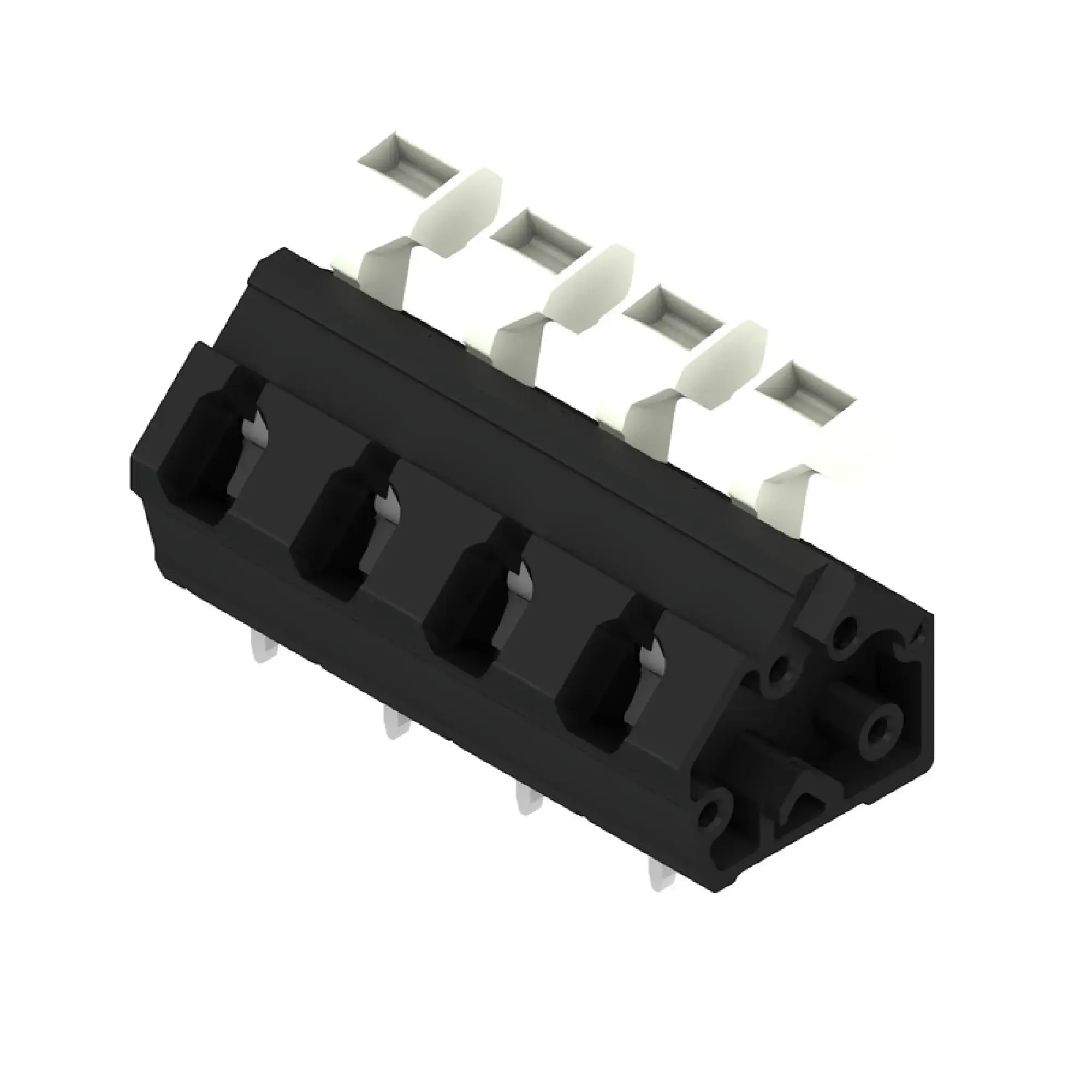 Weidmüller 1952700000 PCB terminal, 800 V, 24 A, Pitch in mm: 7.50, 2.5 mm², Number of poles: 4, Tension clamp connection with actuator, THT solder connection, 135°, Box (img_001)