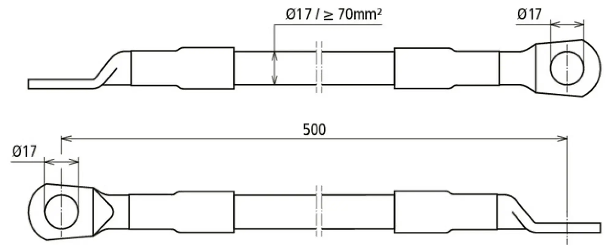 Dehn 419513 CuStAl earthing connector, cable lug on both ends D 17mm L 500mm (img_002)