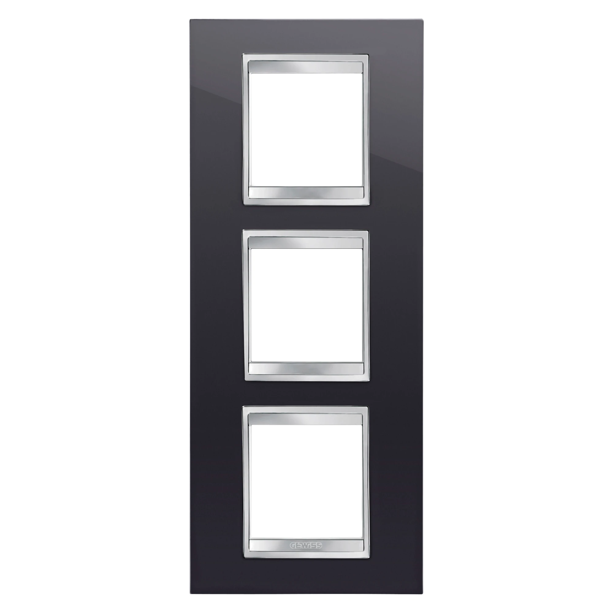 GEWISS GW16227TN LUX INTERNATIONAL PLATE - IN TECHNOPOLYMER - 2+2+2 MODULES VERTICAL - TONER BLACK - CHORUSMART (img_001)