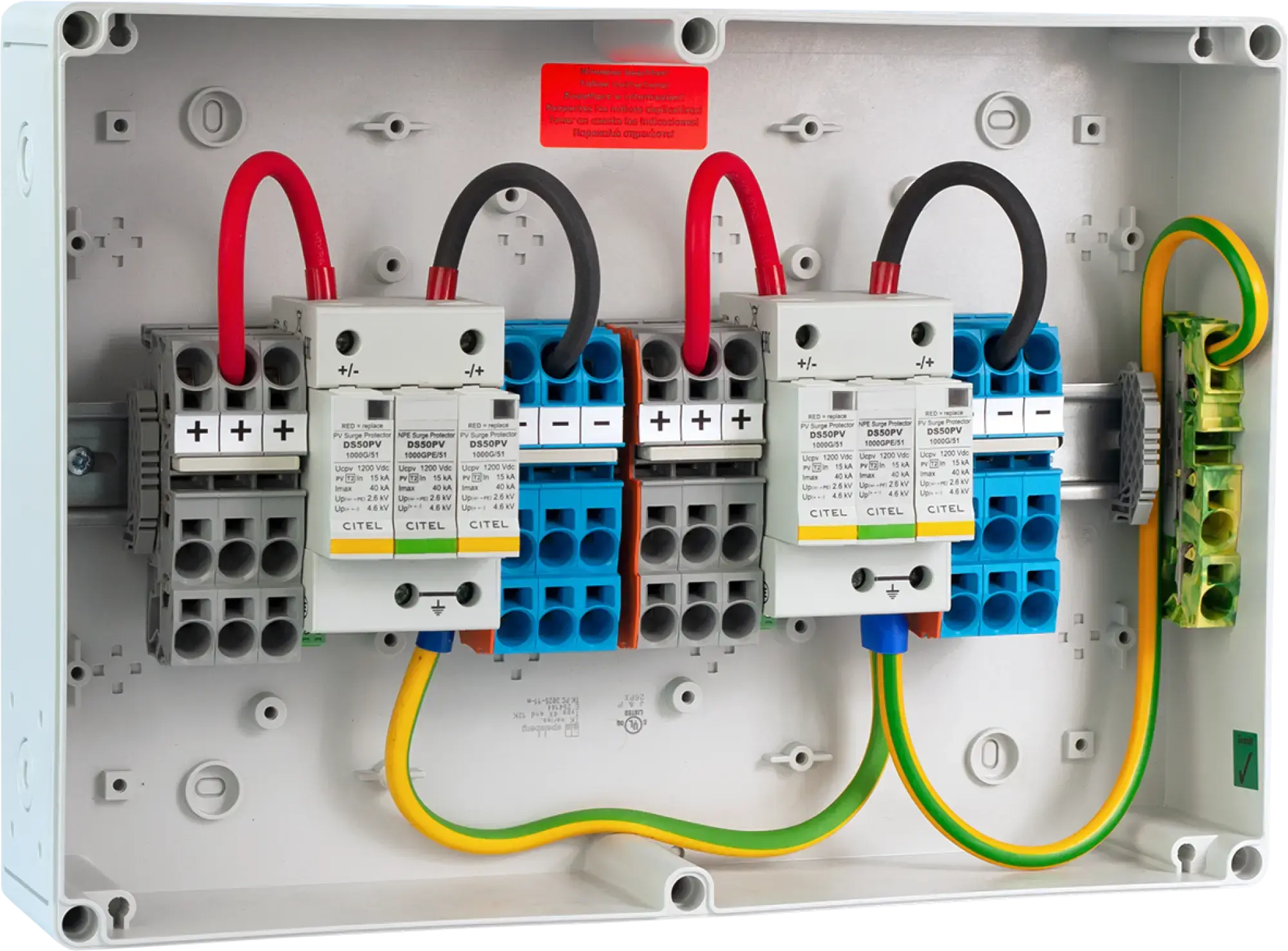 Citel 158206 Generatoranschlusskasten mit SPD Typ 2, 1200 VDC, 2-MPPT, 4 Strings (img_001) Citel 158206 Generatoranschlusskasten mit SPD Typ 2, 1200 VDC, 2-MPPT, 4 Strings (img_001)