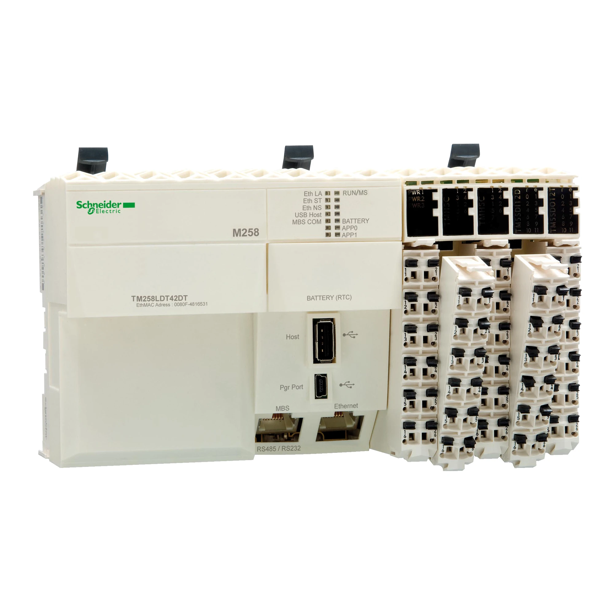 Schneider Electric TM258LD42DT PLC Control, Modicon M258, 42 I/O, Ethernet, Modbus, 24 VDC, Spring Terminal Blocks (img_001)