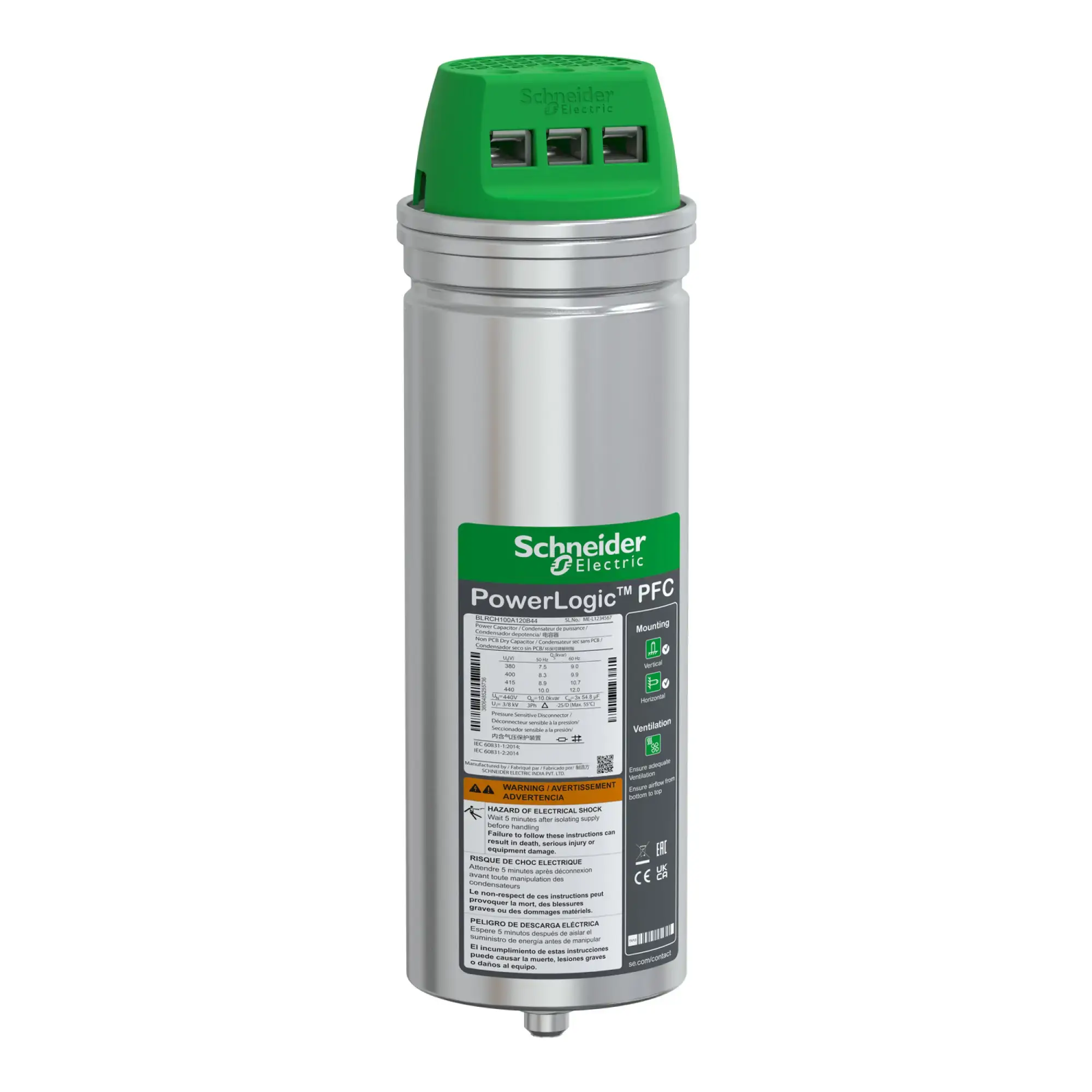 Schneider Electric BLRCH100A120B44 High-performance capacitor, PowerLogic PFC HD, 10/12kvar, 440V, 50/60Hz (img_002) Schneider Electric BLRCH100A120B44 High-performance capacitor, PowerLogic PFC HD, 10/12kvar, 440V, 50/60Hz (img_002)