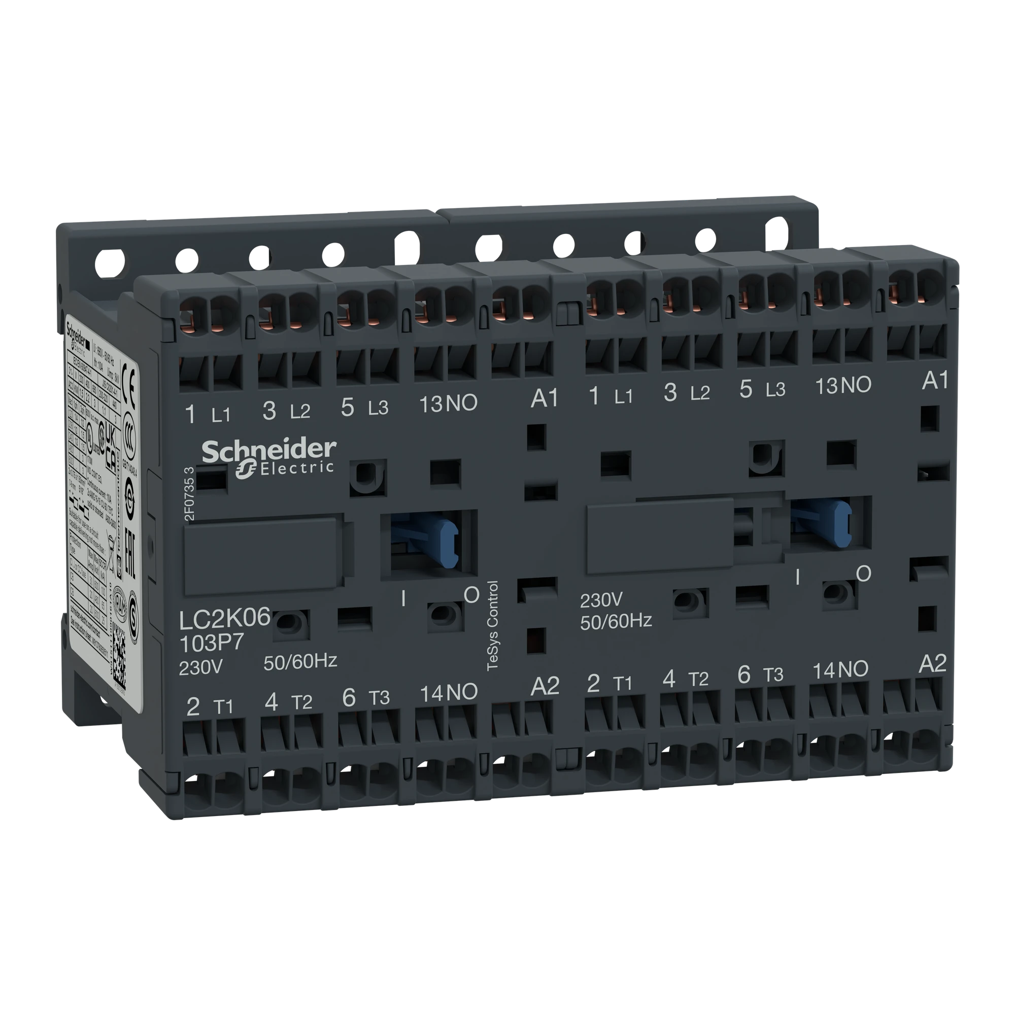 Schneider Electric LC2K06103P7 Reversing contactor combination, 3p+1S, 2.2kW/400V/AC3, 6A, coil 230V 50/60Hz (img_001) Schneider Electric LC2K06103P7 Reversing contactor combination, 3p+1S, 2.2kW/400V/AC3, 6A, coil 230V 50/60Hz (img_001)