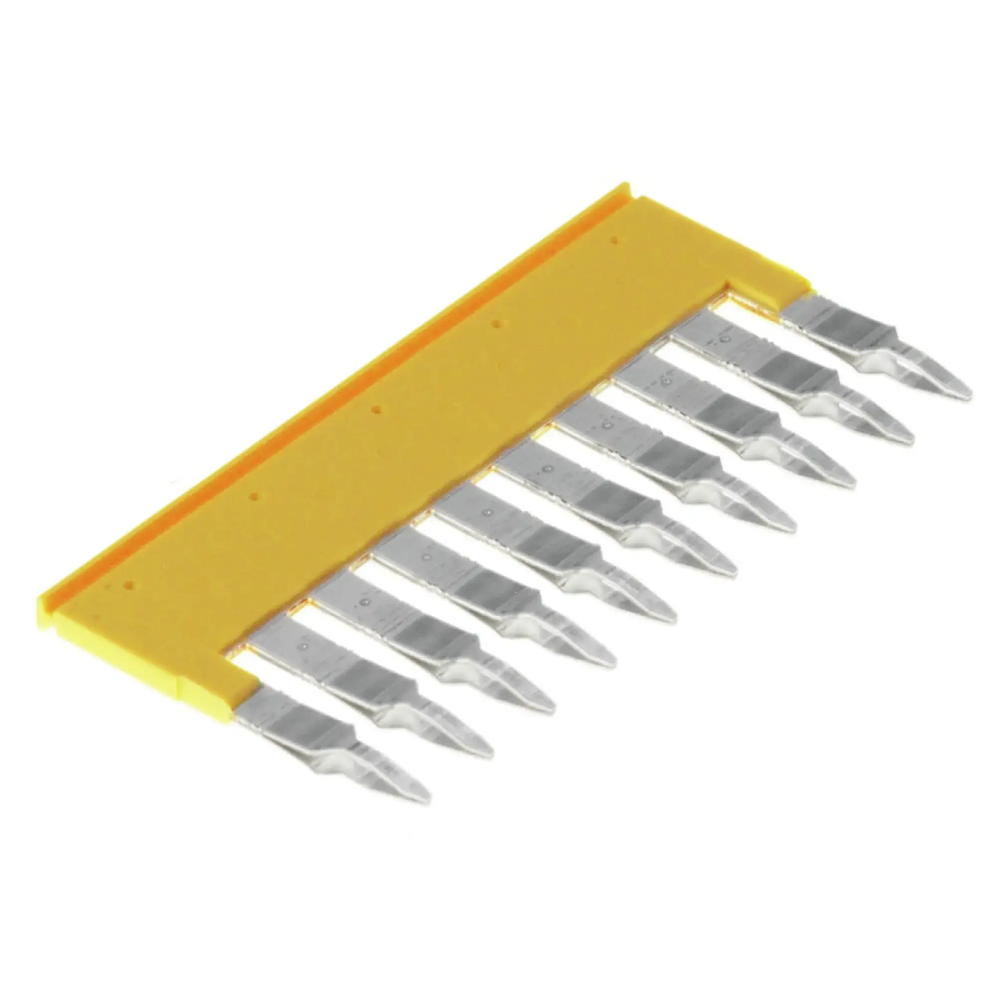 Weidmüller 1609030000 Cross-connector (terminal), Plugged, yellow, 32 A, Number of poles: 10, Pitch in mm: 6.10, Insulated: Yes, Width: 2.8 mm (img_001)