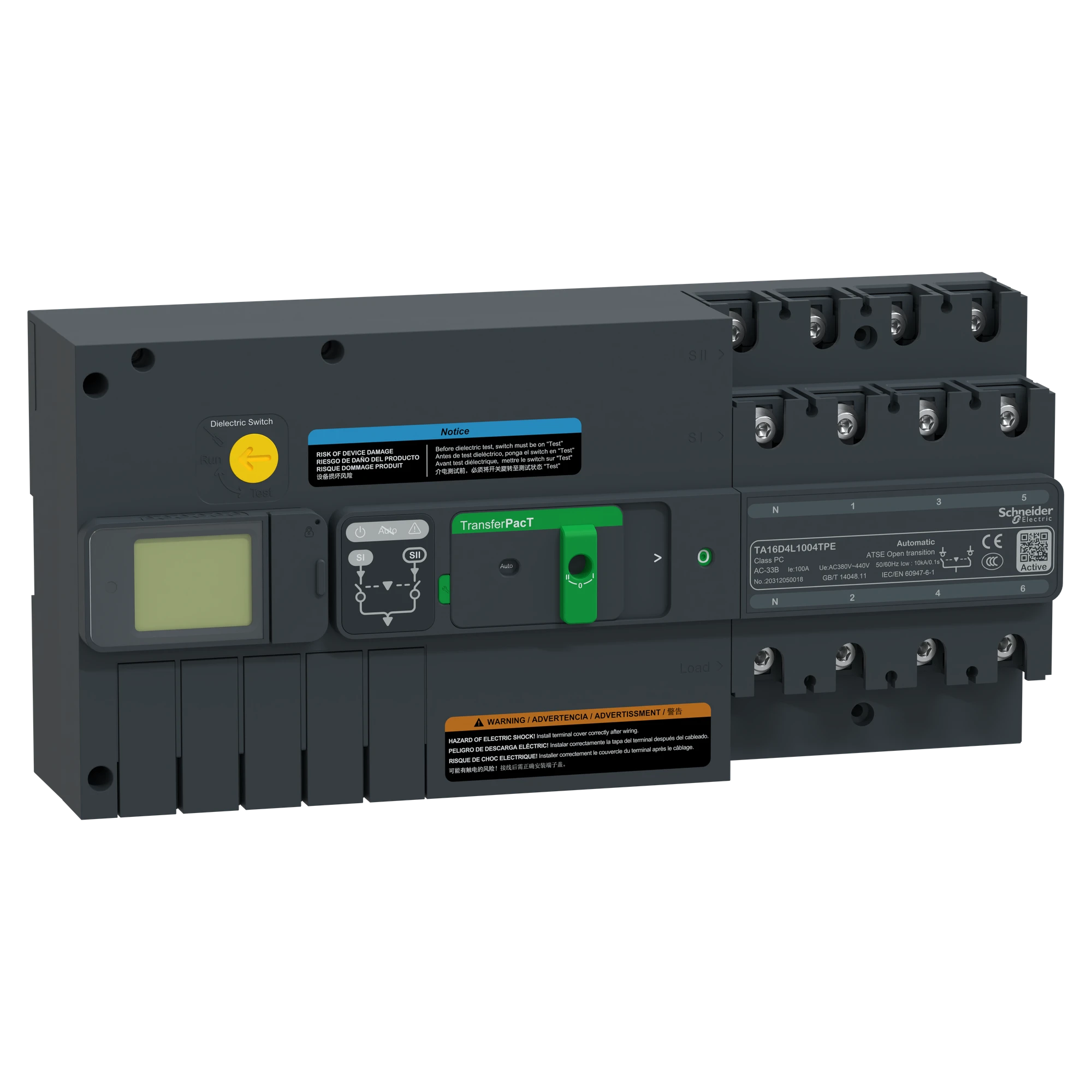 Schneider Electric TA16D4L1004TPE TransferPacT Active TA160, Automatic Power Transfer Switch, 100A, 4P, LCD, 400VAC (img_001) Schneider Electric TA16D4L1004TPE TransferPacT Active TA160, Automatic Power Transfer Switch, 100A, 4P, LCD, 400VAC (img_001)