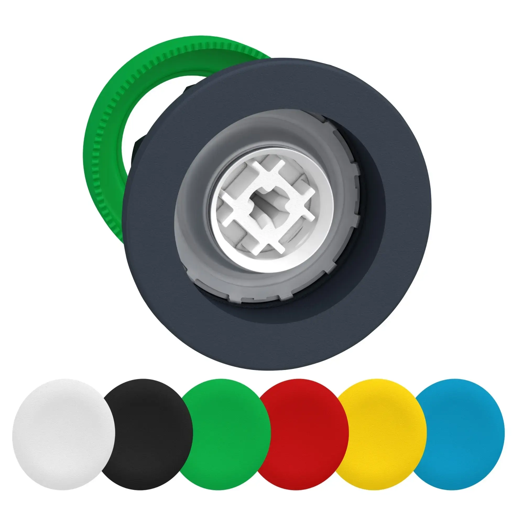Schneider Electric ZB5FA9 Pushbutton, Front element, Harmony XB5F, plastic, 30mm, 6 colored labels, unlabeled, momentary (img_006)