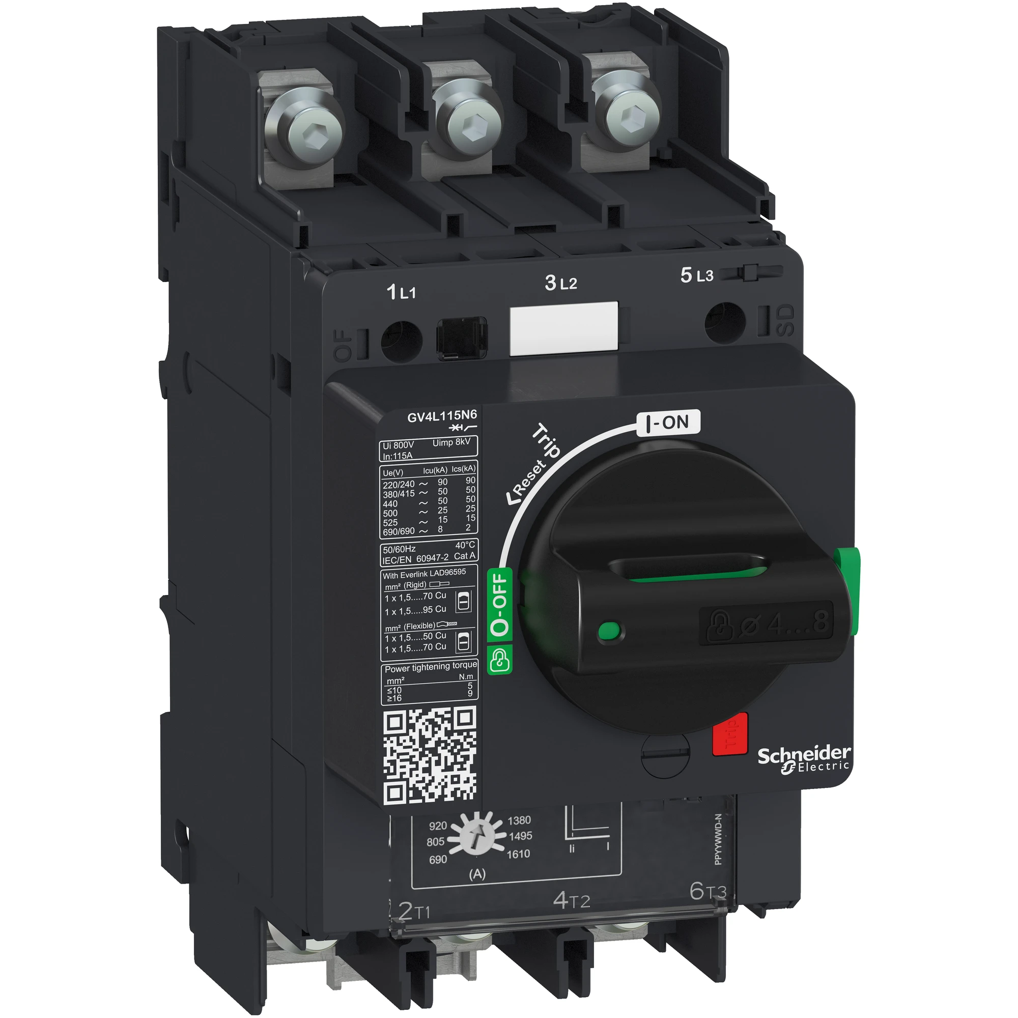 Schneider Electric GV4L50N6 Motor protection circuit breaker mag. - TeSys GV4 - 50A 3P 50kA - Rotary drive (img_001) Schneider Electric GV4L50N6 Motor protection circuit breaker mag. - TeSys GV4 - 50A 3P 50kA - Rotary drive (img_001)
