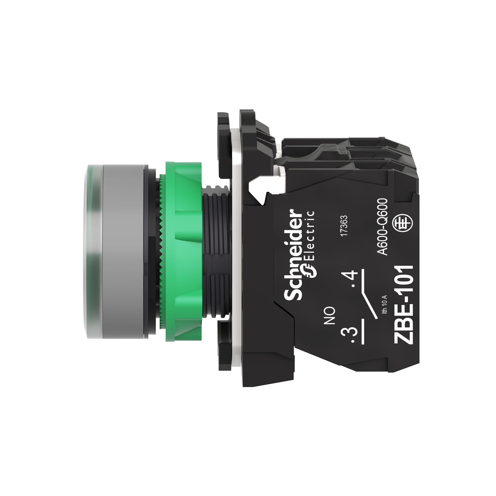 Schneider Electric XB5AW33B5C0 Illuminated Push Button, Harmony XB5, Plastic, Light Grey, Green, 22mm, Universal LED, Smooth Dome, 1NC + 1NO, 24V ACDC (img_005)