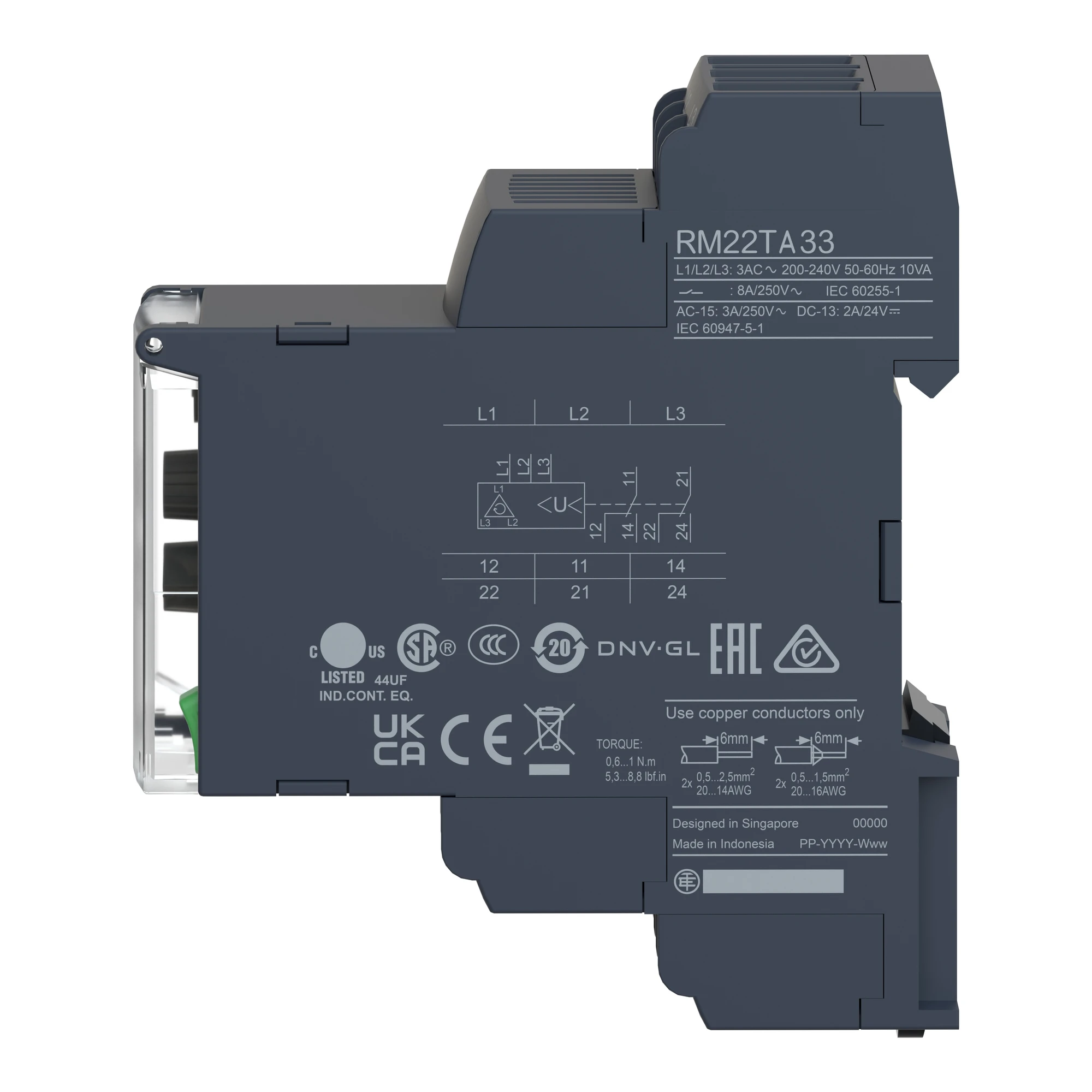 Schneider Electric RM22TA33 Network monitoring for phase sequence, failure and asymmetry, 380-480VAC, 2 W (img_007) Schneider Electric RM22TA33 Network monitoring for phase sequence, failure and asymmetry, 380-480VAC, 2 W (img_007)