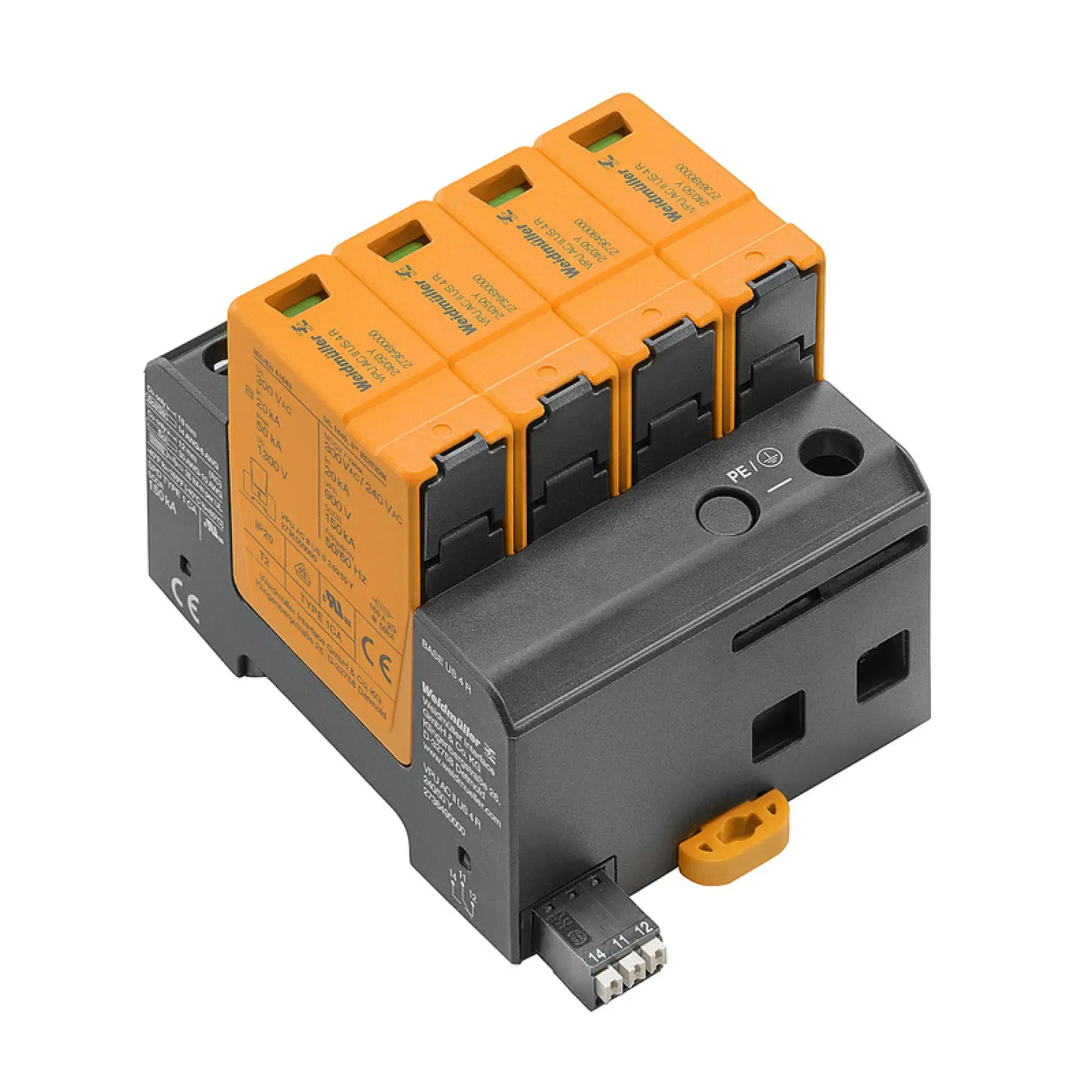 Weidmüller 2736490000 Surge voltage arrester (power supply systems), Surge protection, with remote contact, Type II, Low voltage network: TN-C-S, TN-S, II, AC, 240 V (img_001)