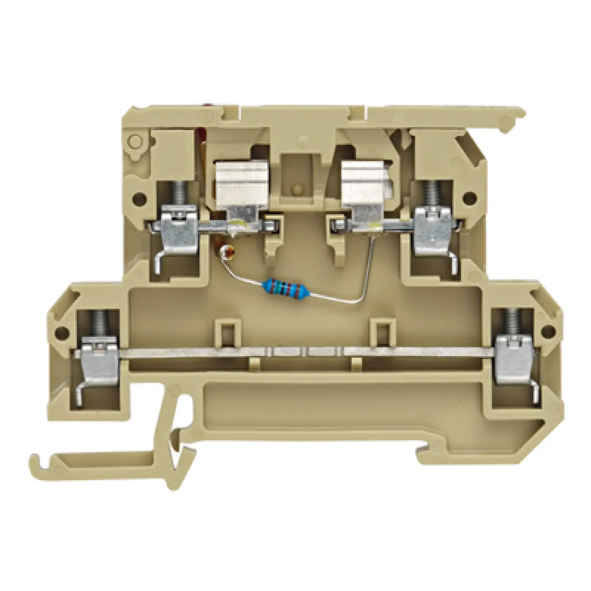 Weidmüller 8215900000 Fuse terminal, Screw connection, beige / yellow, 4 mm², 6.3 A, 24 V, Number of connections: 4, Number of levels: 2, TS 35 (img_001)