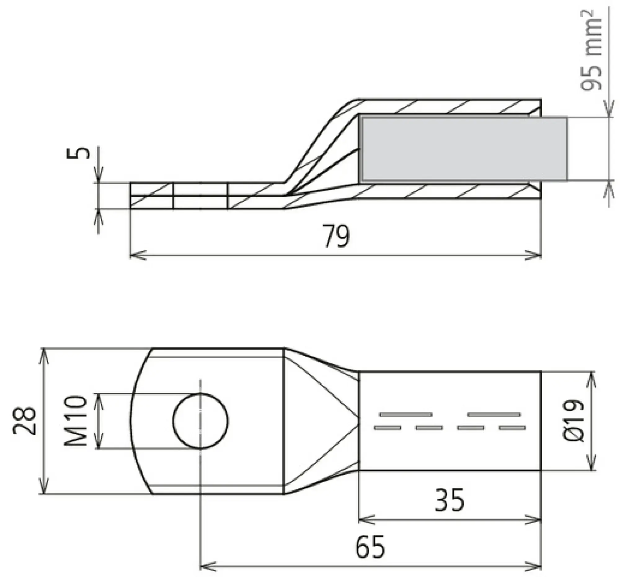 Dehn 472437 Crimped cable lug DIN 46235 95 mm² M10 Cu/gal Sn with nickel barrier layer (img_004)
