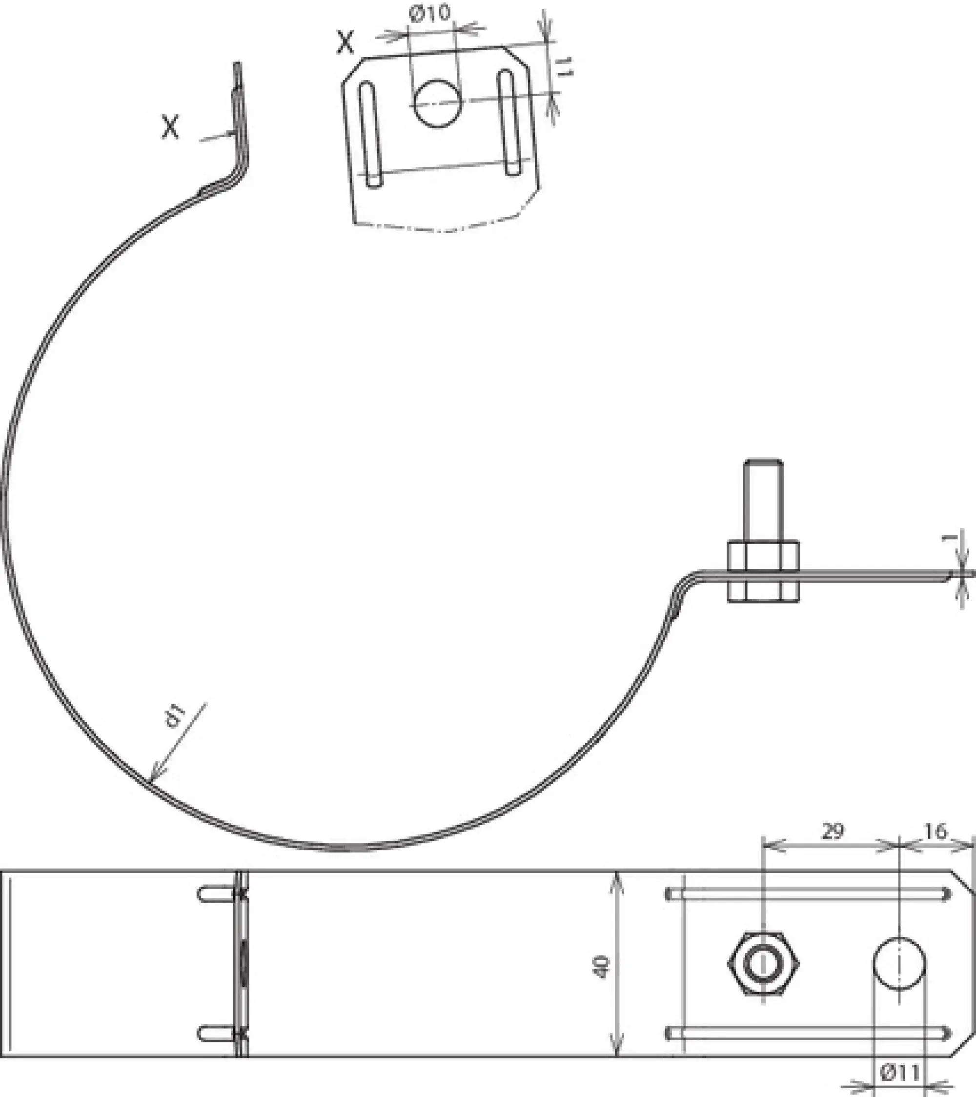 Dehn 420120 Downpipe clamp D 120mm, St/tZn with connection bore D 11mm (img_002)