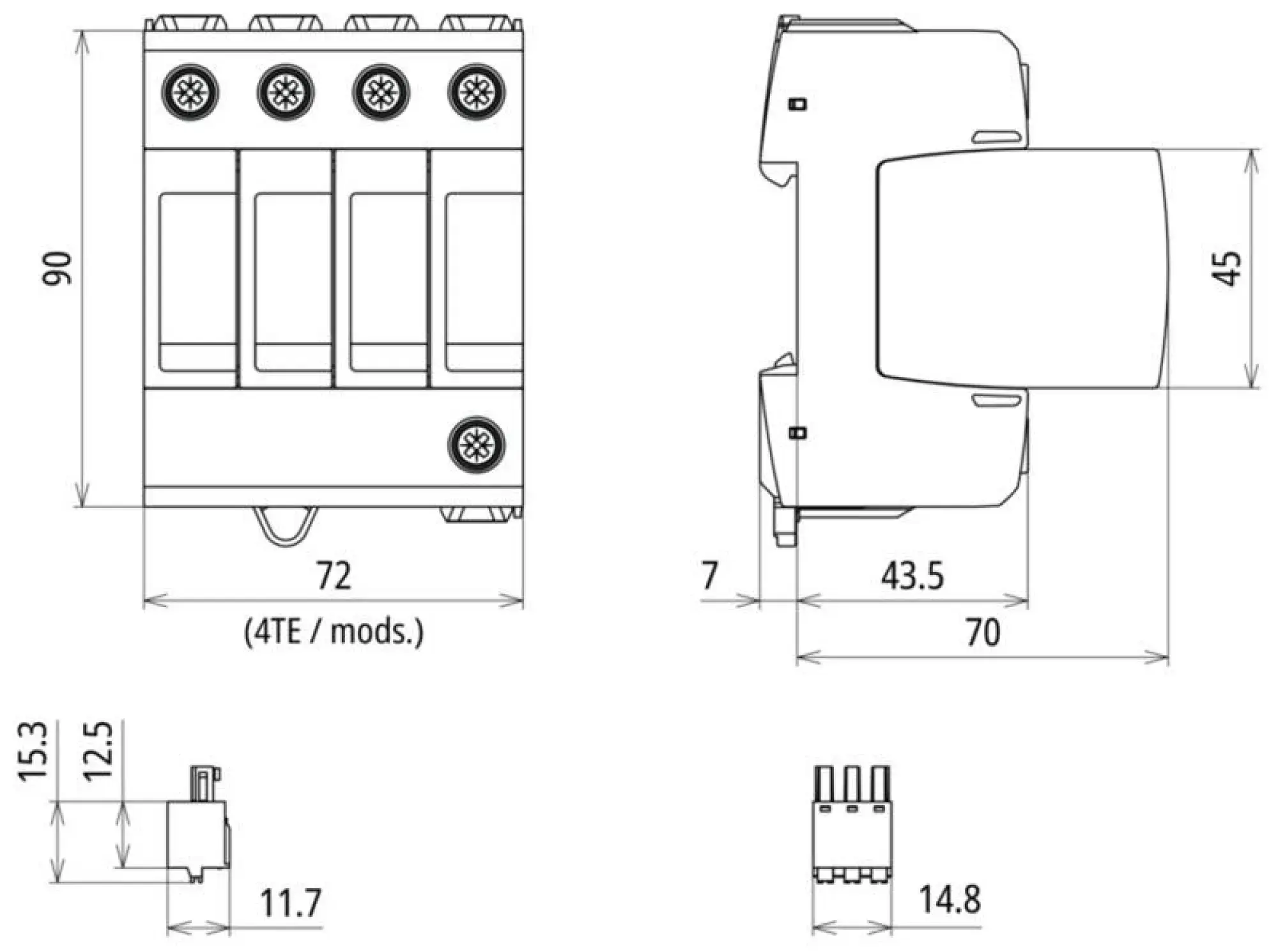 Dehn 943341 Ueberspannungsableiter Typ 2 DEHNguard MD 4-polig fuer TT- und TN-S-Systeme mit ACI (img_002)