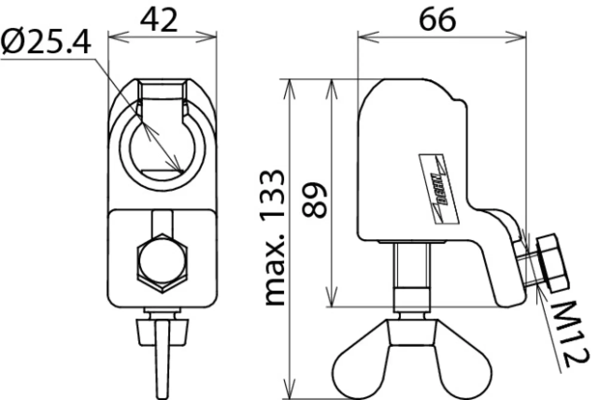 Dehn 772322 Ball head cap D 25mm rigid with wing bolt for cables 16-150mm² (img_002) Dehn 772322 Ball head cap D 25mm rigid with wing bolt for cables 16-150mm² (img_002)