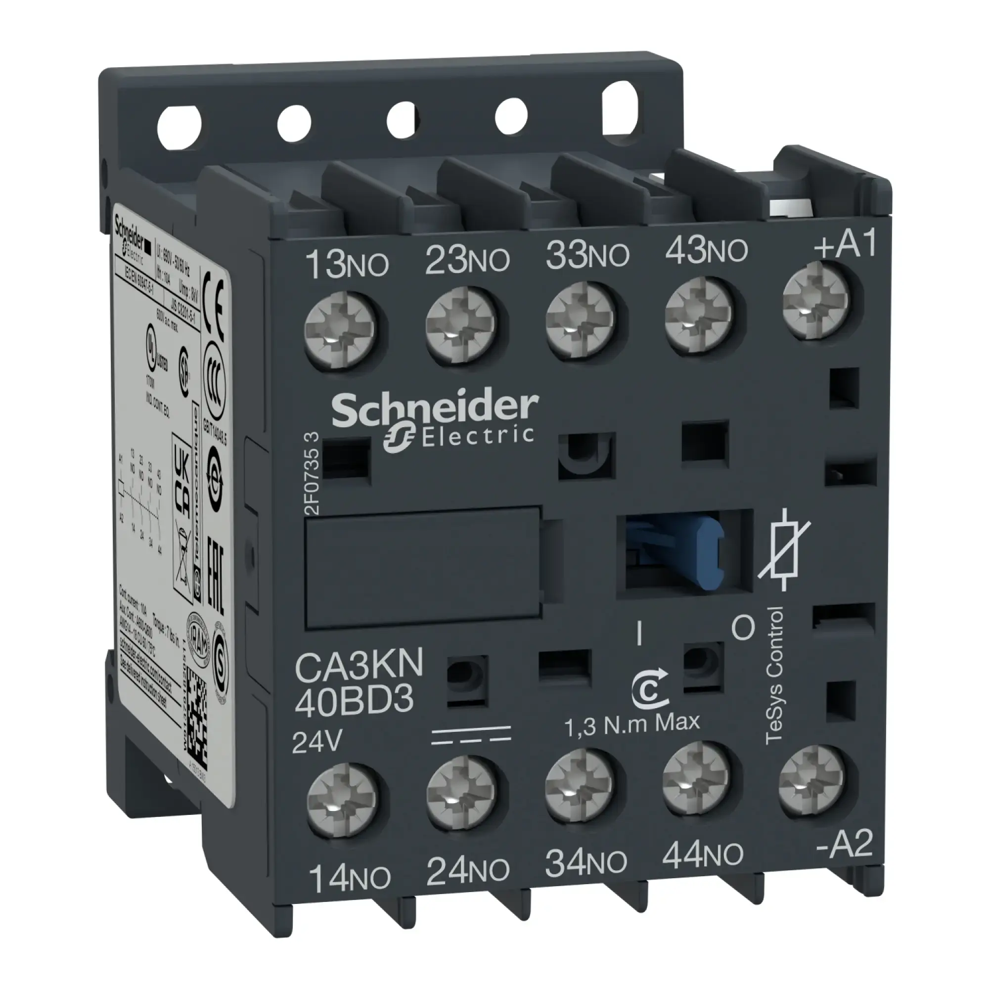Schneider Electric CA3KN40BD3 Auxiliary contactor, 4S, 24V DC with diode (img_002)